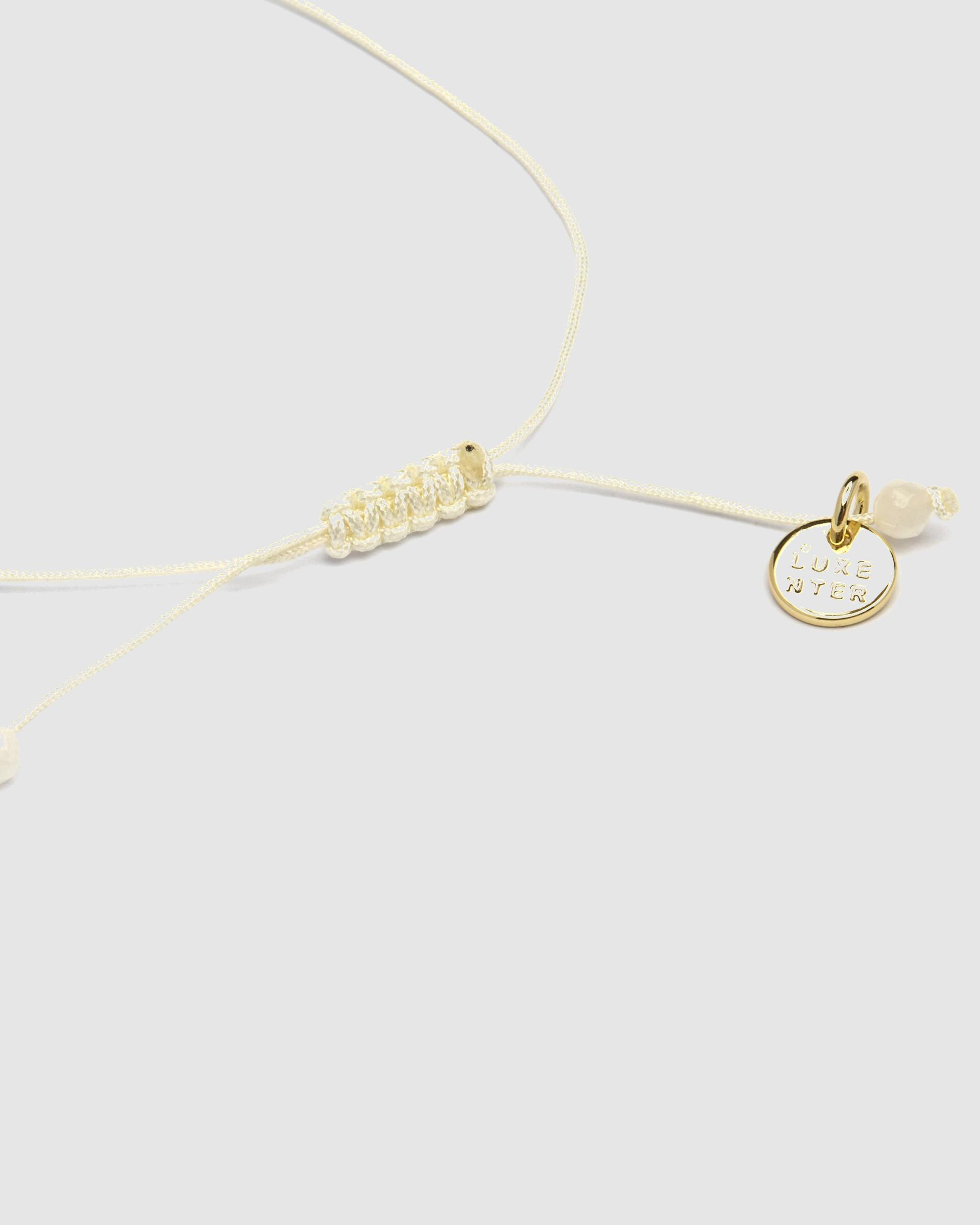 Pulseira de Cordão e Fio Personalizável Acabada em Ródio com Jade Branca Prata / Rosa-6