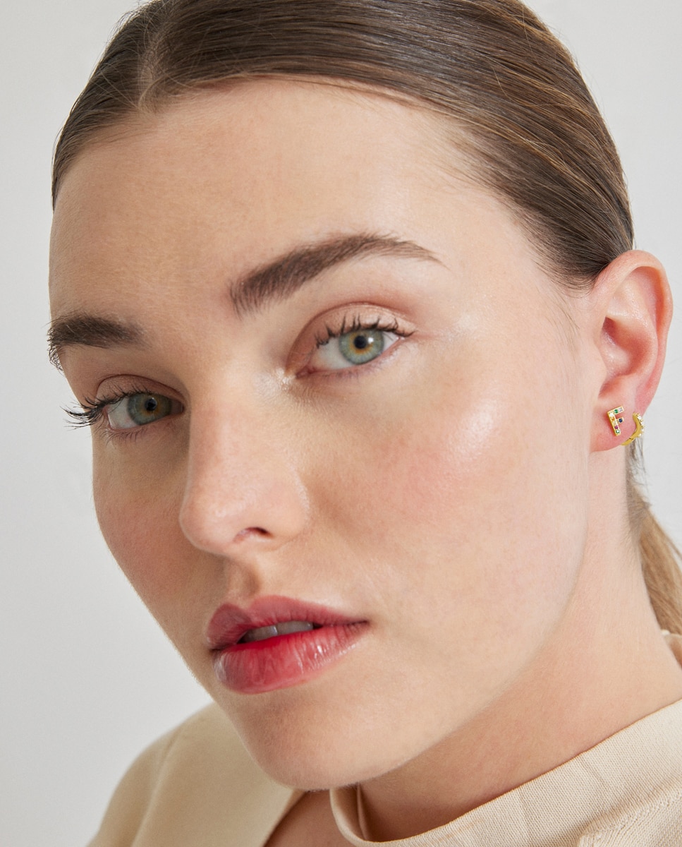 Piercing Personalizável de Prata de Lei 925 com Acabamento em Ouro de 18 Quilates e Zirconita Brilhante Ouro-4