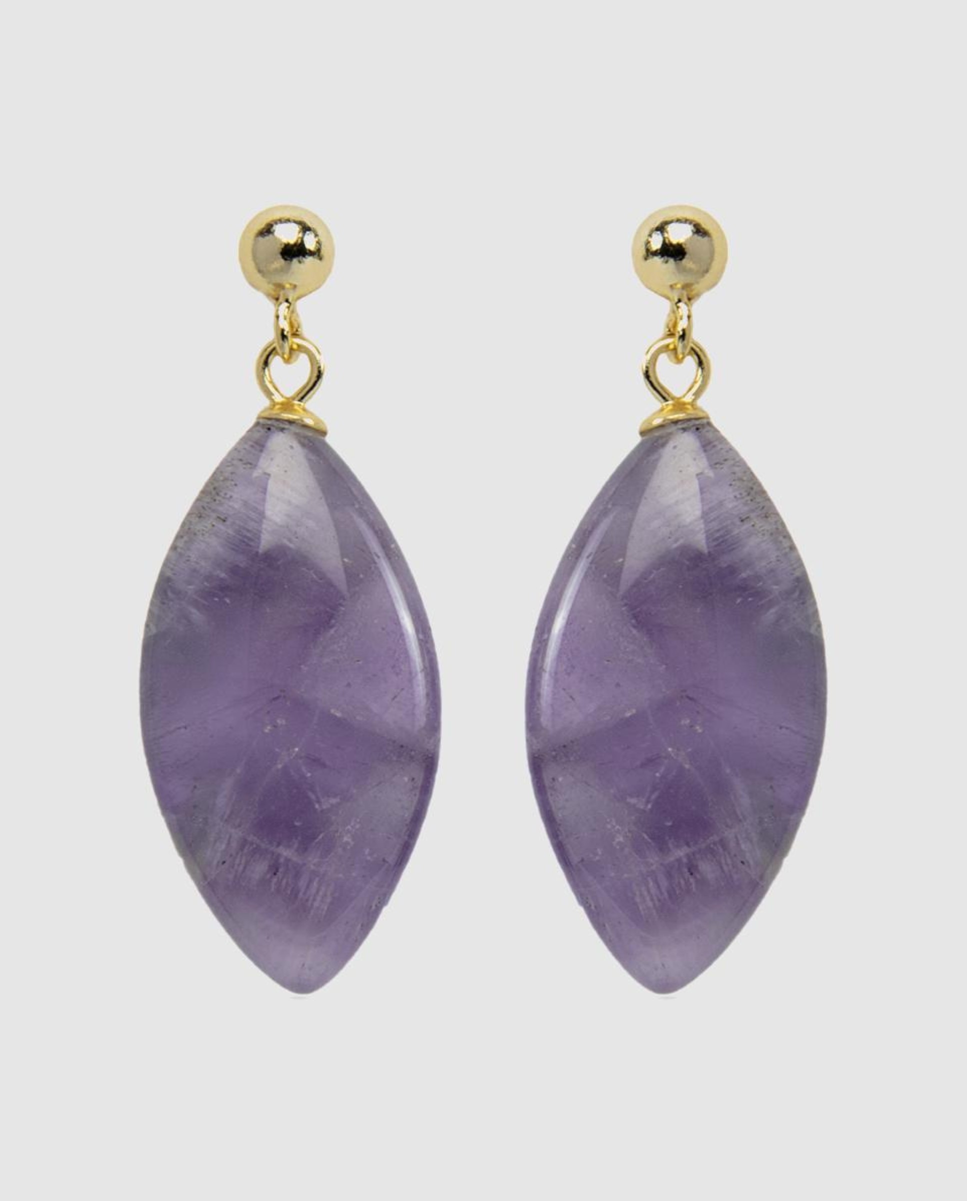 Brincos África Moda de Prata de Lei 925 com Acabamentos em Ouro de 18 Quilates e Ametista Natural Roxo-1