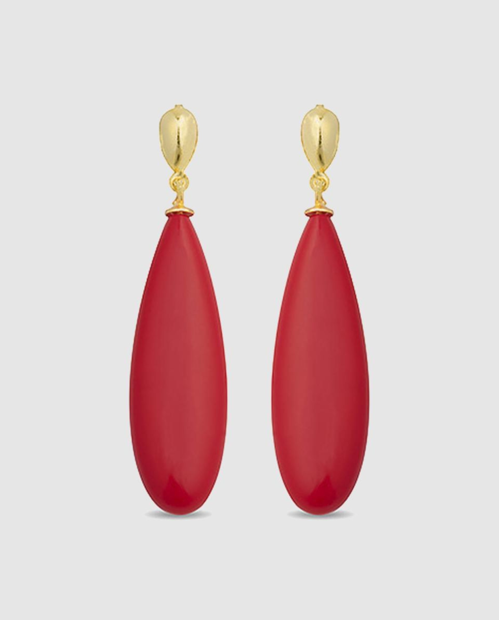 Brincos África Moda de Prata de Lei 925 com Acabamentos em Ouro Amarelo de 18 Quilates Vermelho-1