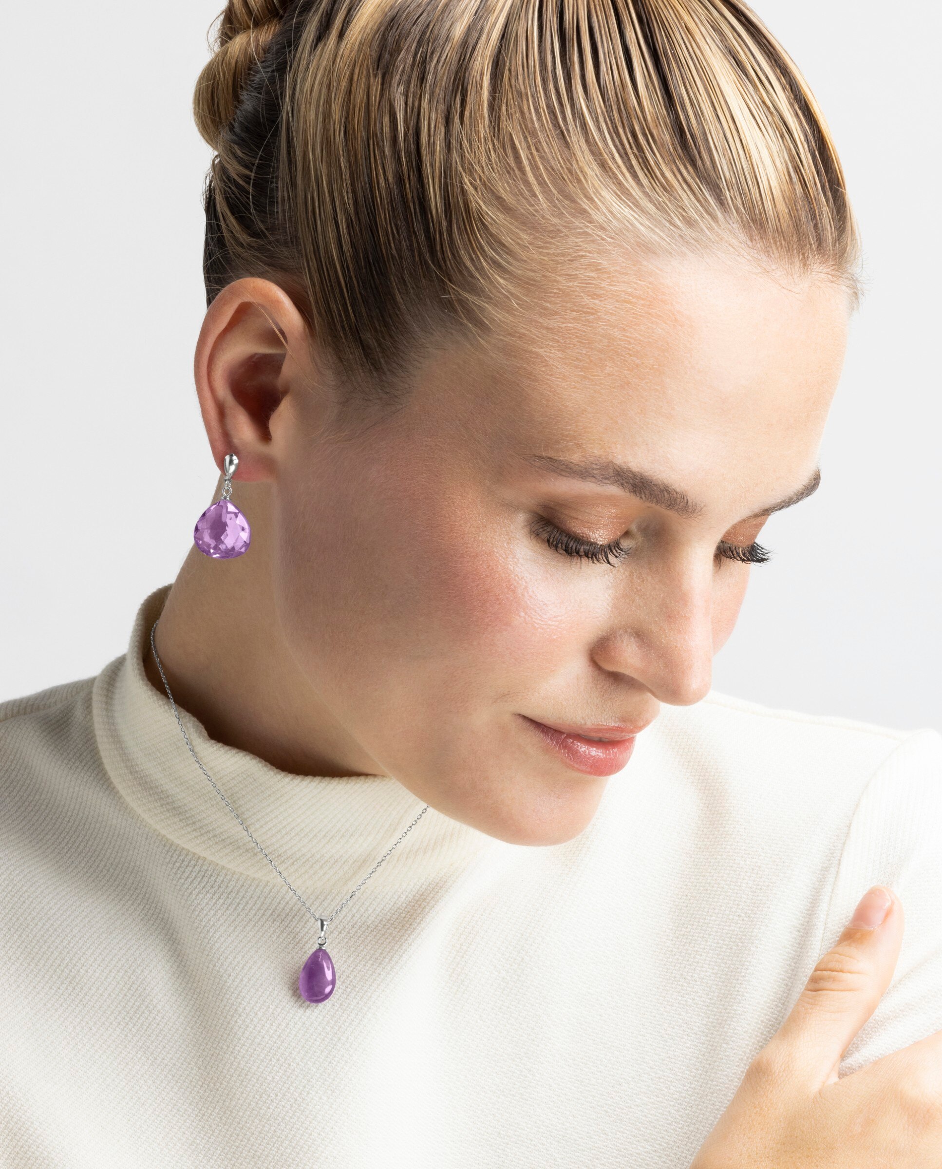 Brincos África Moda de Prata de Lei 925 com Acabamentos em Ródio Roxo-2