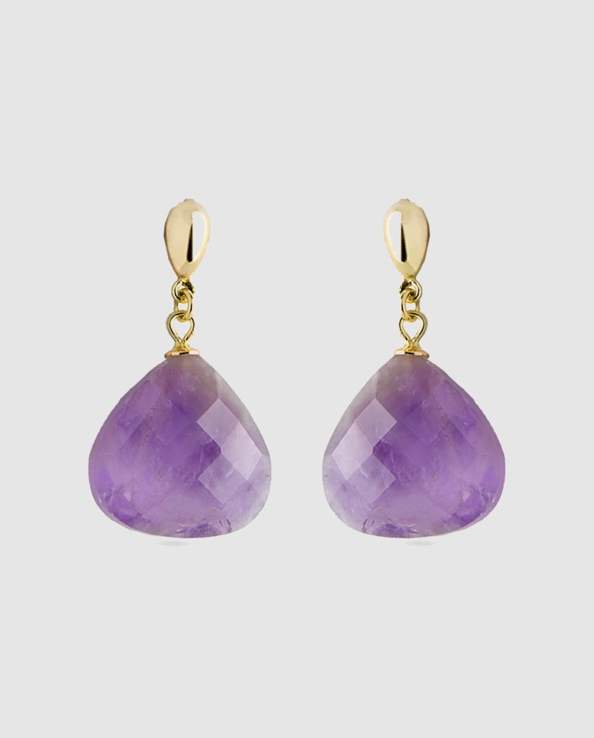 Brincos África Moda de Prata de Lei 925 com Acabamentos em Ouro Amarelo de 18 Quilates e Ametista Natural Roxo-1