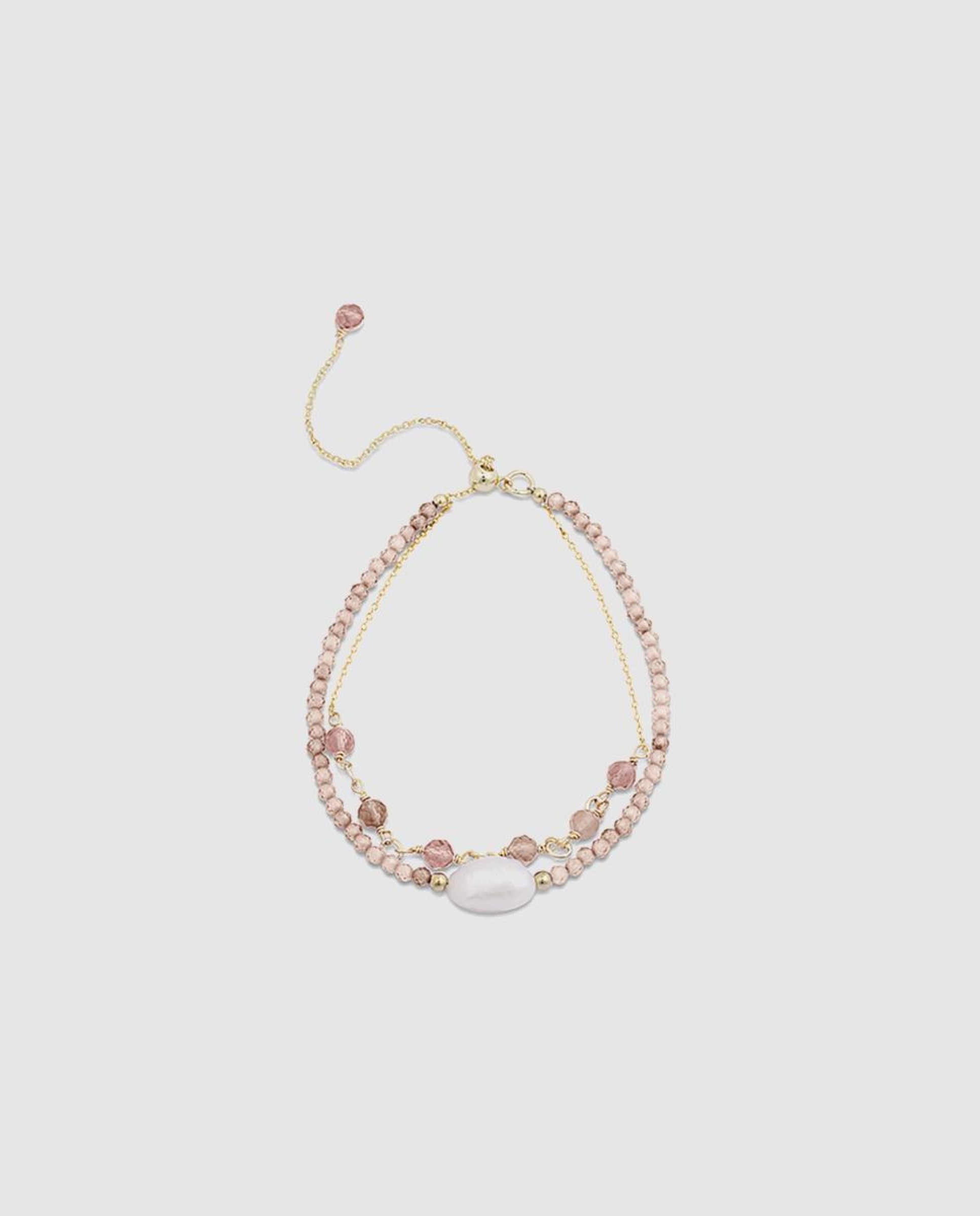 Pulseira de Cordão e Fio África Moda Acabada em Ouro Amarelo de 18 Quilates com Zirconita Champagne Laranja-1