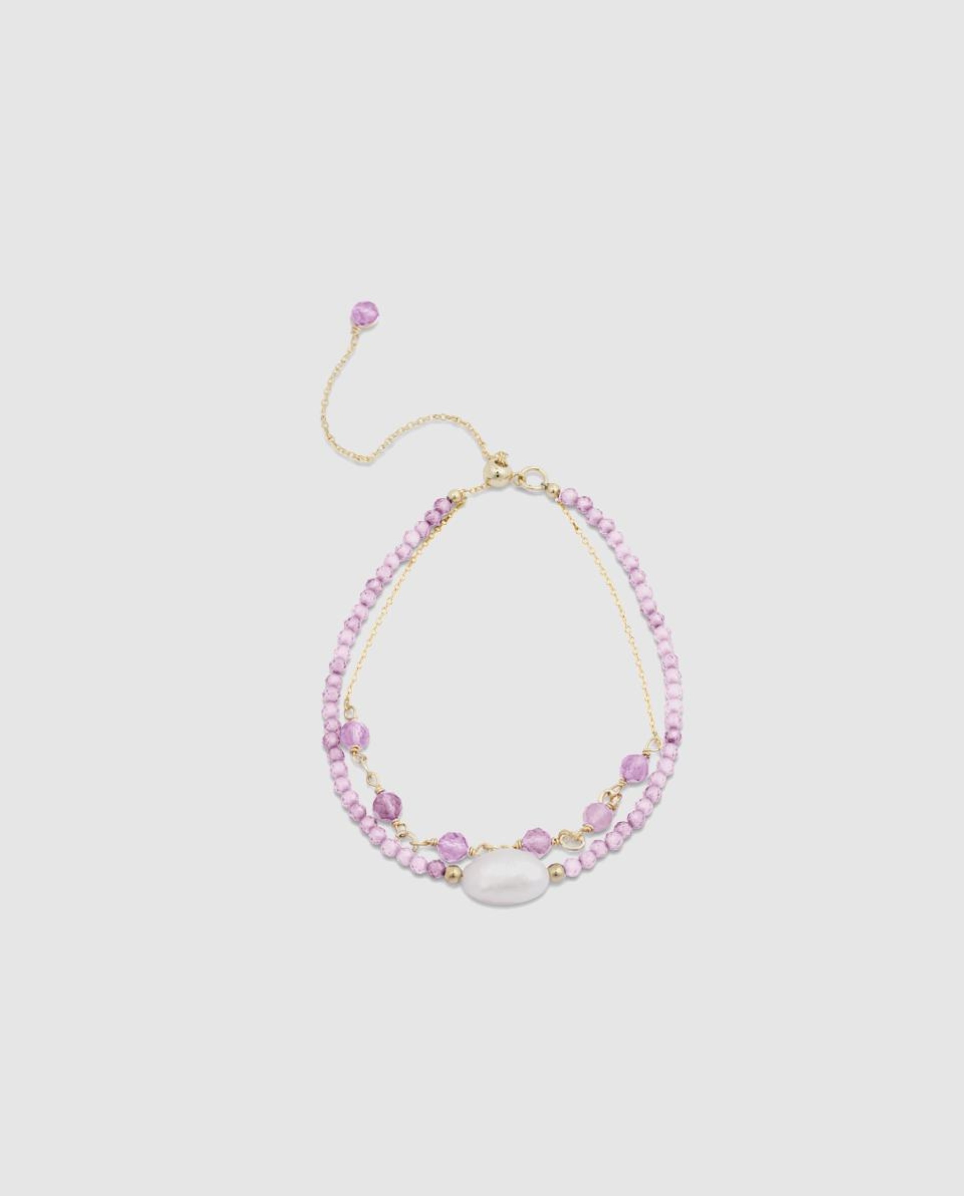 Pulseira de Cordão e Fio África Moda Acabada em Ouro Amarelo de 18 Quilates com Turmalina Rosa Rosa-1