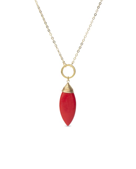 Imagem 0 de Colar Africa Moda com Acabamento em Ouro Amarelo de 18k com Coral