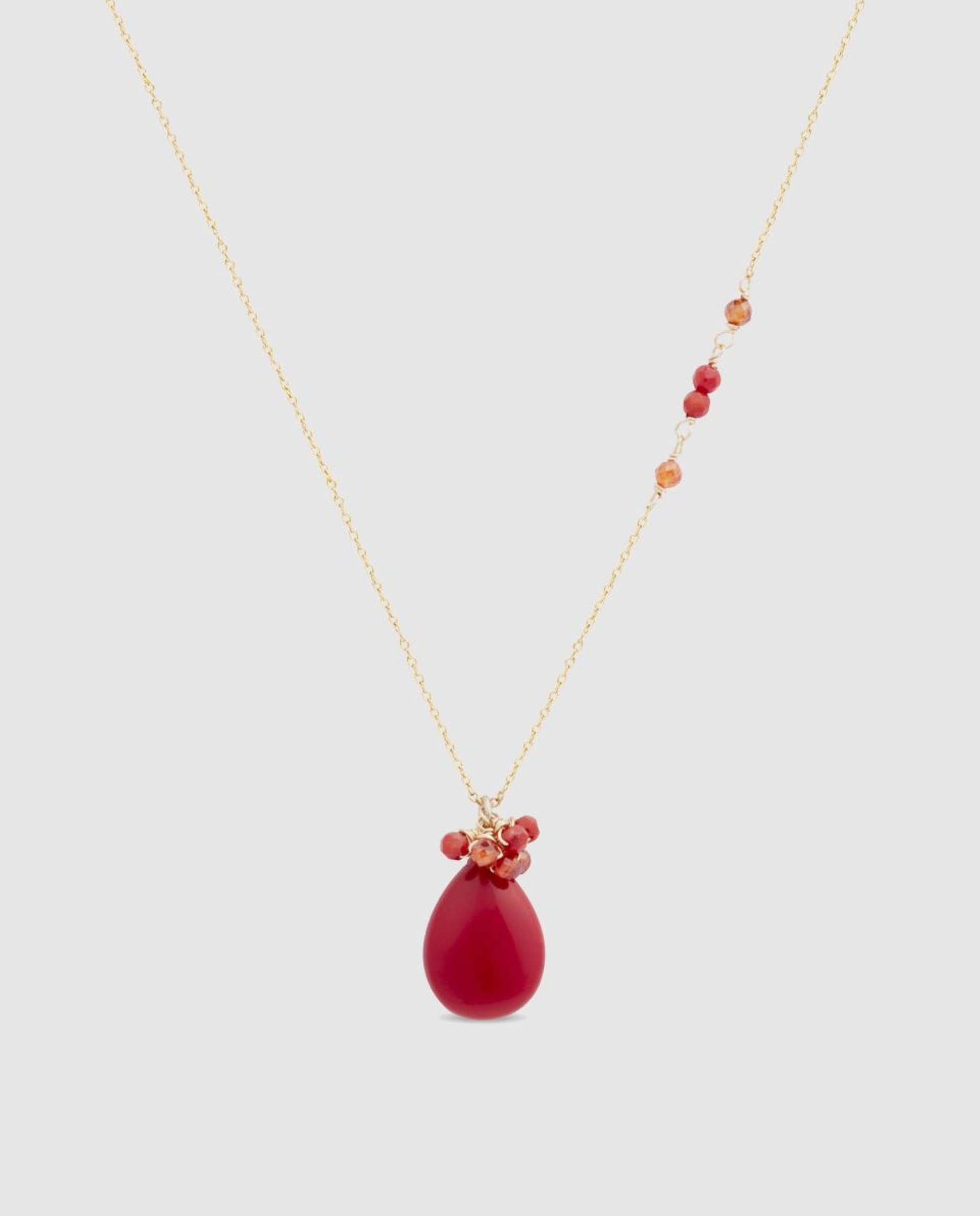 Colar África Moda Acabado em Ouro de 18 Quilates com Coral Vermelho-1
