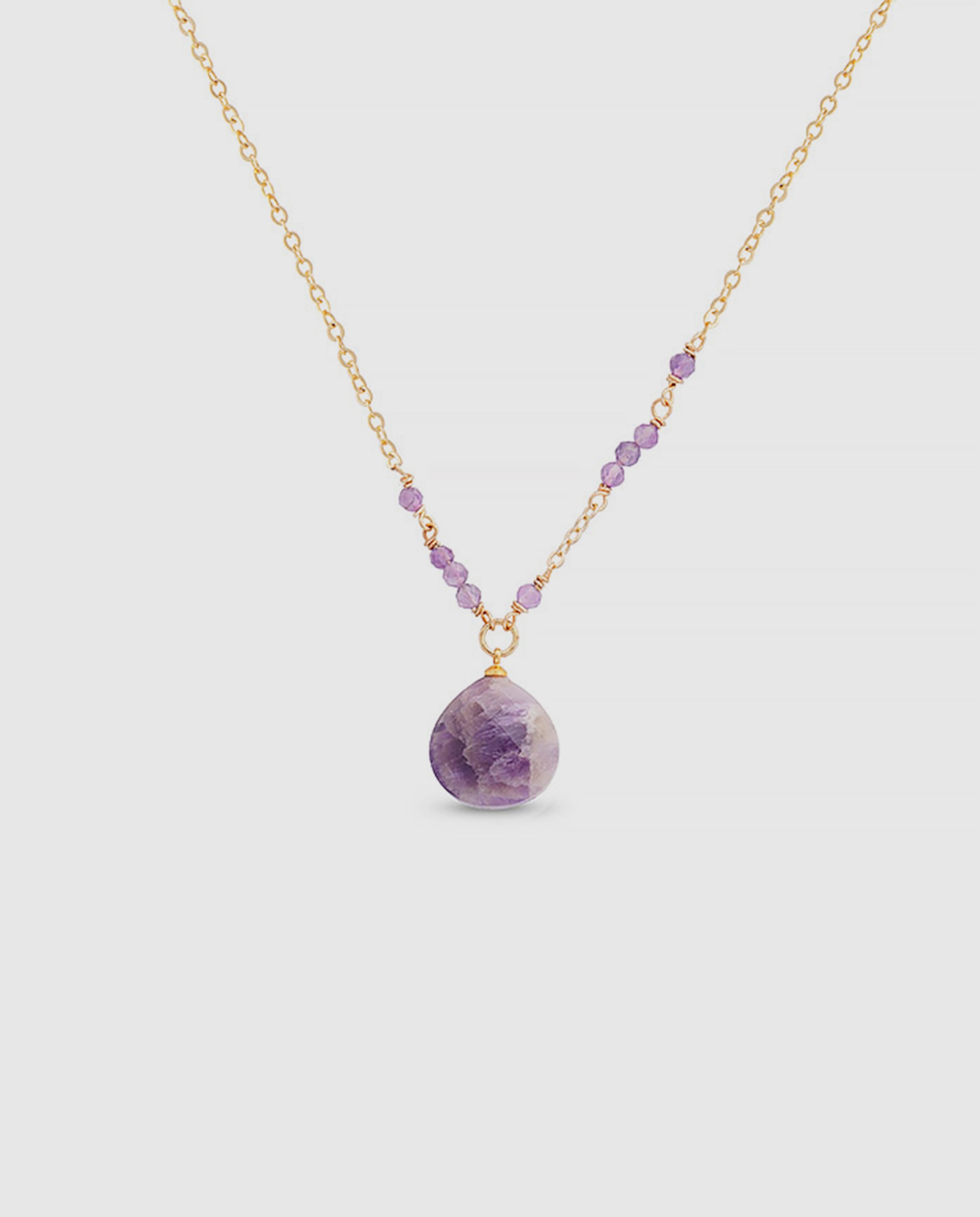 Colar África Acabado em Ouro Amarelo de 18 Quilates com Ametista Natural Roxo-1