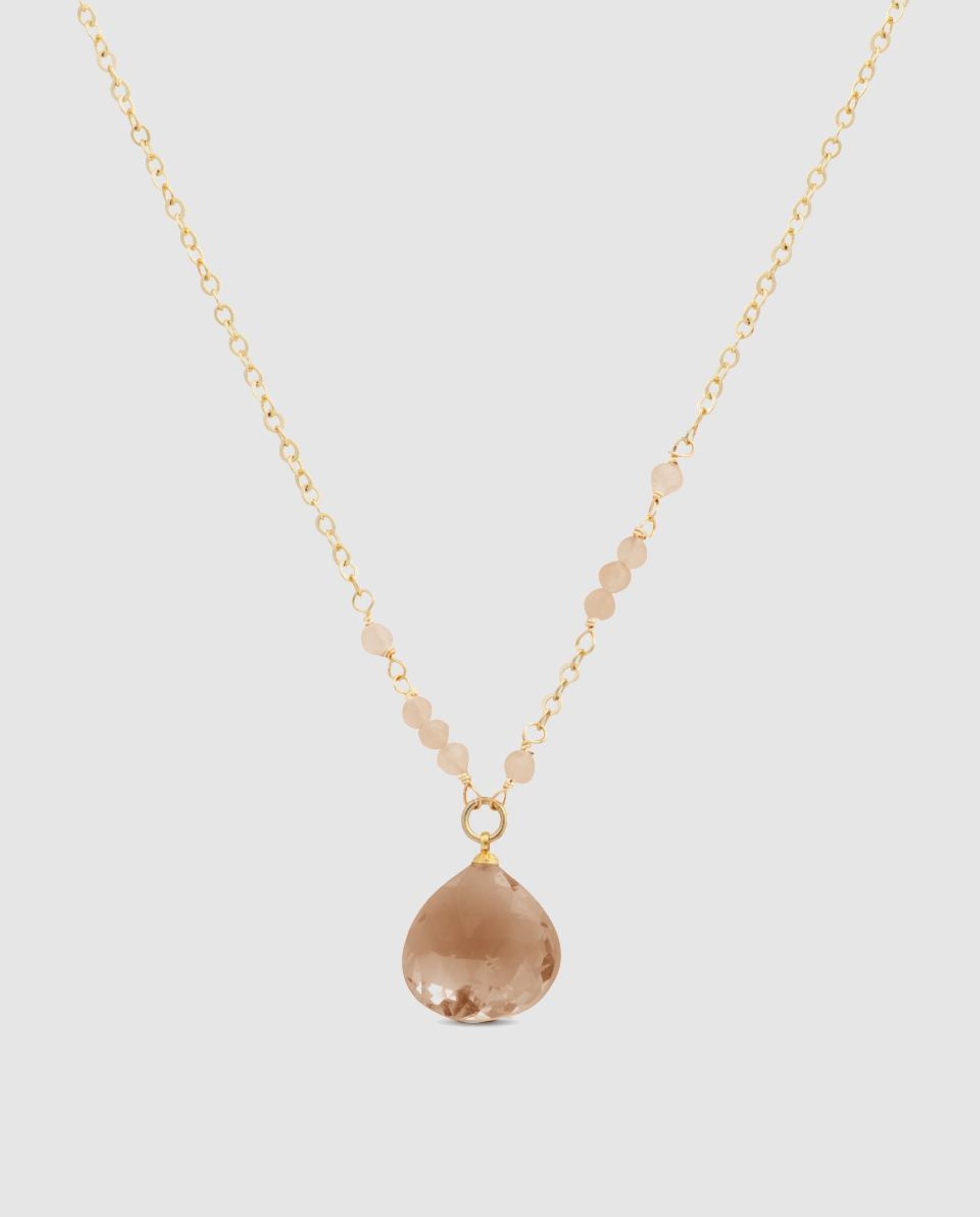 Colar África Moda com Acabamento em Ouro Amarelo de 18 Quilates com Quartzo Fumado Hidrotermal Castanho-1