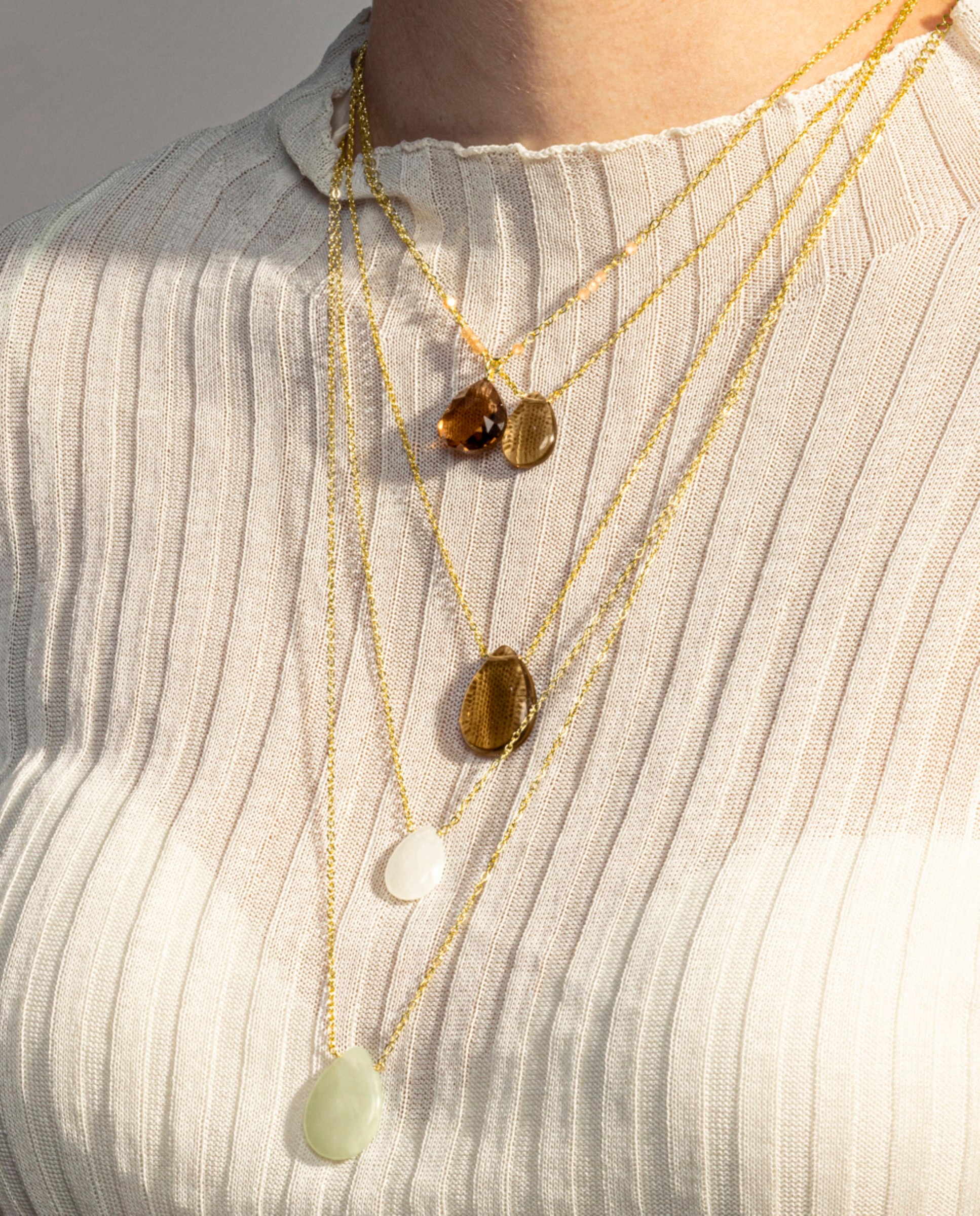Colar África Moda com Acabamento em Ouro Amarelo de 18 Quilates com Quartzo Fumado Hidrotermal Castanho-3