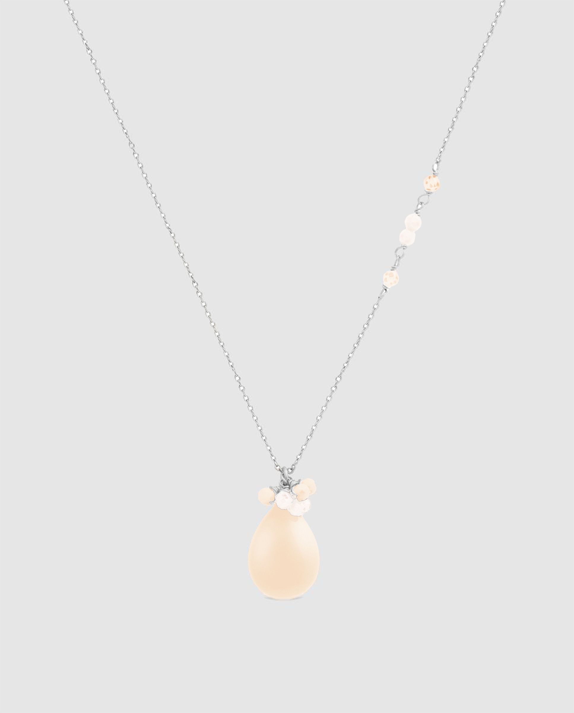 Colar África Moda com Acabamento em Ródio e Ágata Laranja Laranja-1