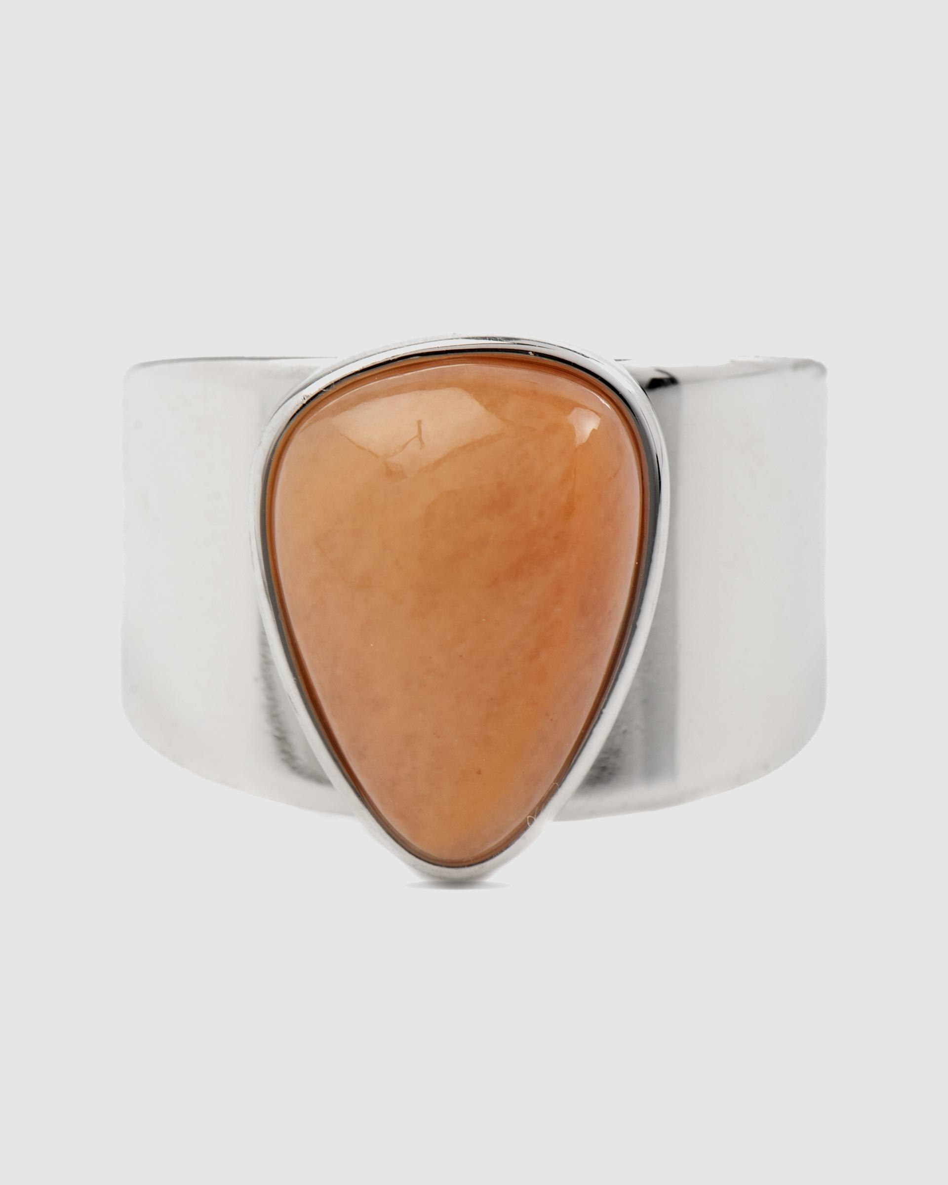 Anel África Moda com Acabamento em Ródio e Ágata Laranja Prata / Laranja / Carbono-3