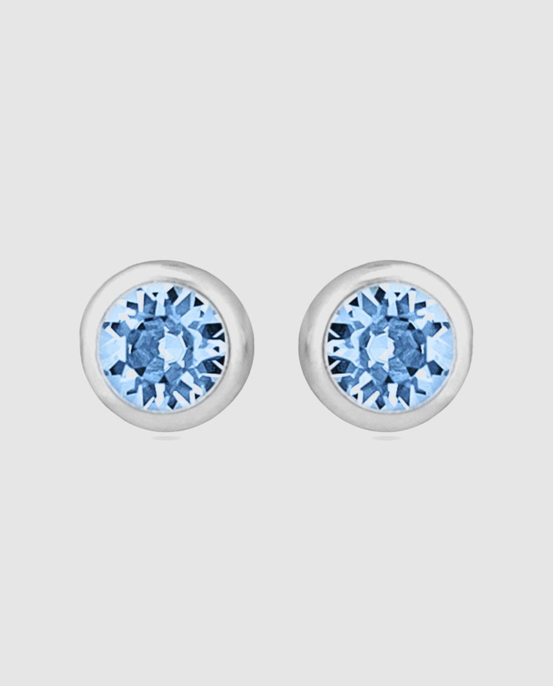 Brincos Essential de Prata de Lei 925 com Acabamento em Ródio e Zirconita Água-marinha Azul-1