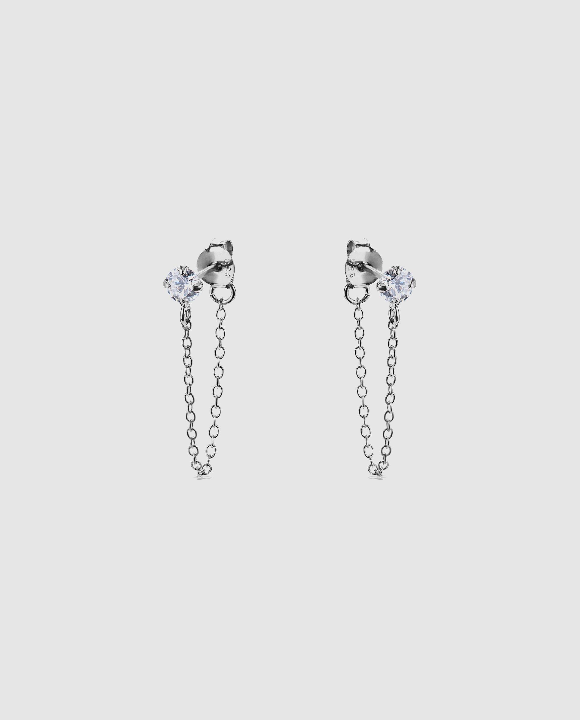 Brincos Essential de Prata de Lei 925 com Acabamento em Ródio e Zirconita Brilhante Prata-3
