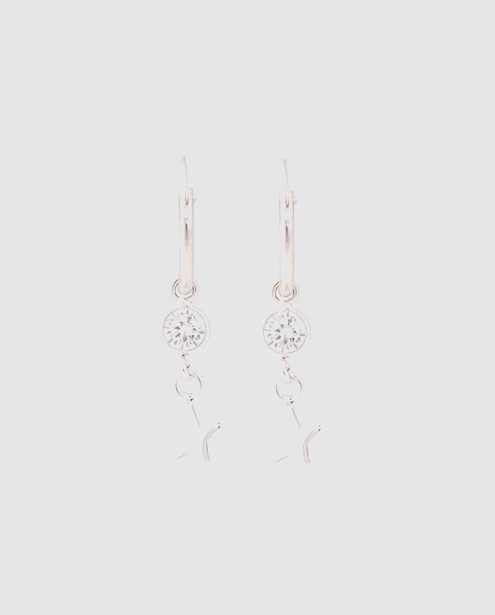 Brincos Essential de Prata de Lei 925 com Acabamento em Ródio e Zirconita Brilhante Prata brilhante / Transparente-1
