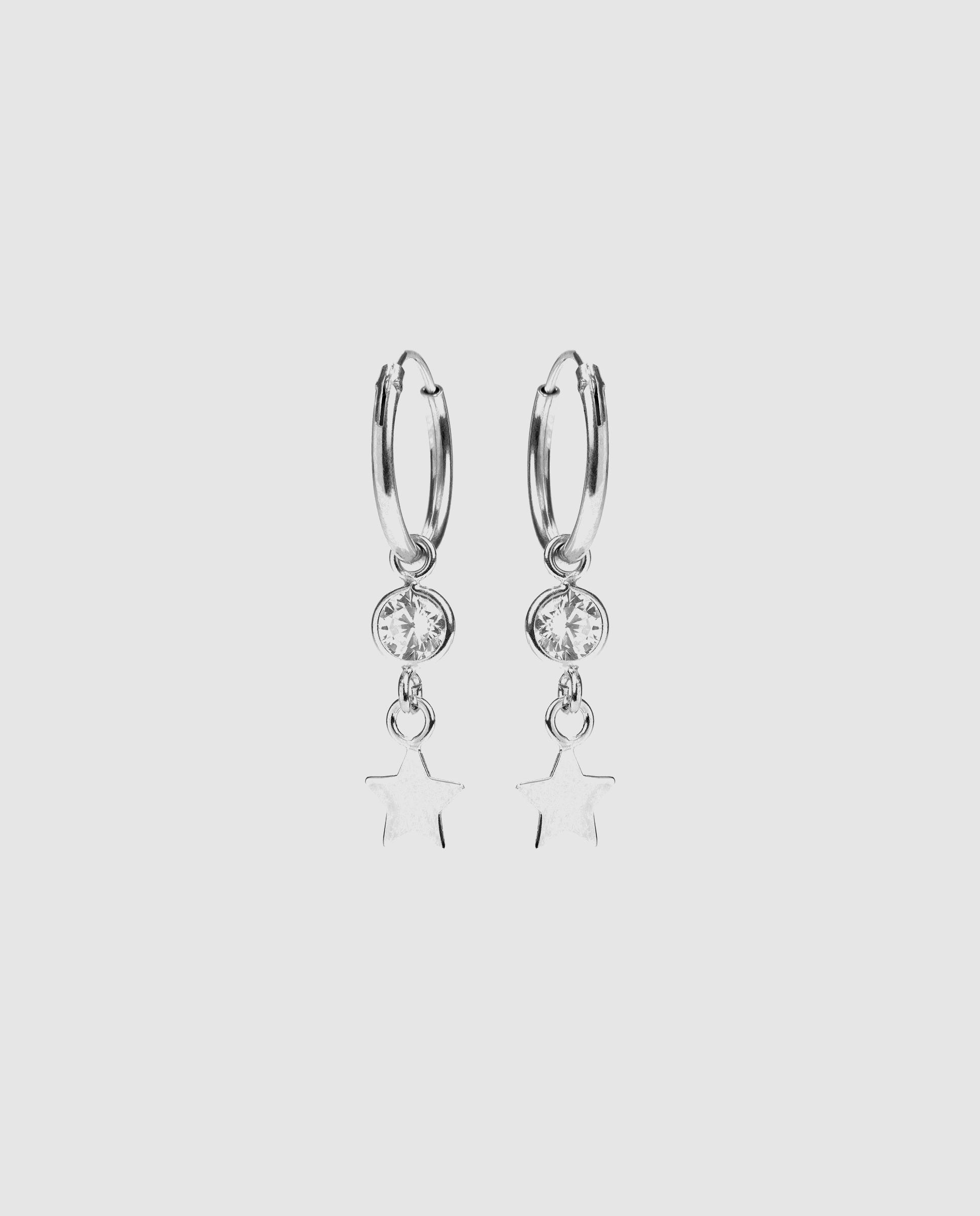Brincos Essential de Prata de Lei 925 com Acabamento em Ródio e Zirconita Brilhante Prata brilhante / Transparente-3