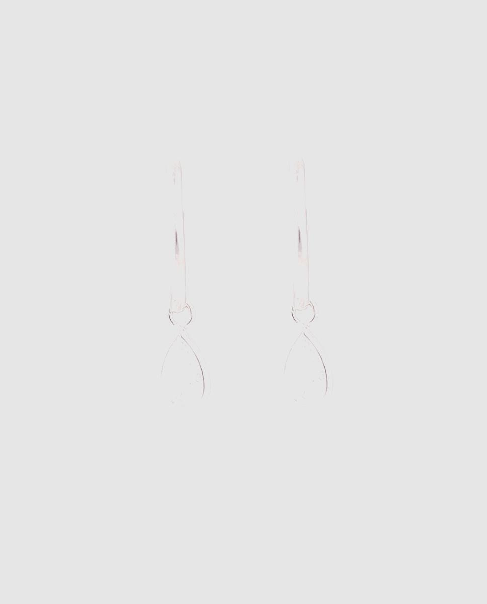 Brincos de Argola Essential de Prata de Lei 925 com Acabamento em Ródio e Zirconita Brilhante Prata-1