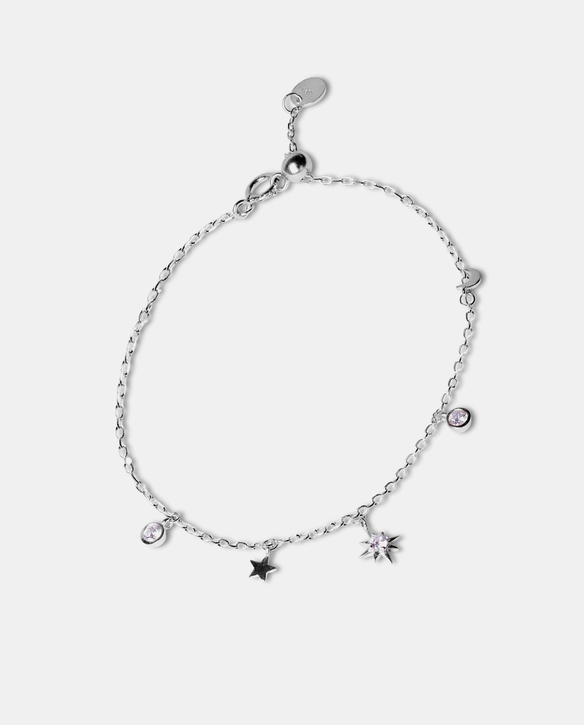 Pulseira Pide Un Deseo de Prata de Lei 925 Acabada em Ródio com Zirconita Brilhante Prata brilhante / Transparente-3