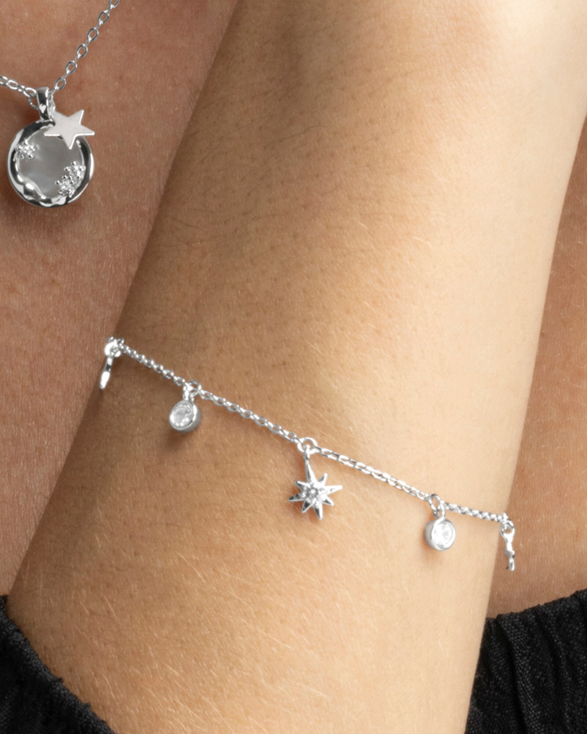 Pulseira Pide Un Deseo de Prata de Lei 925 Acabada em Ródio com Zirconita Brilhante Prata brilhante / Transparente-4