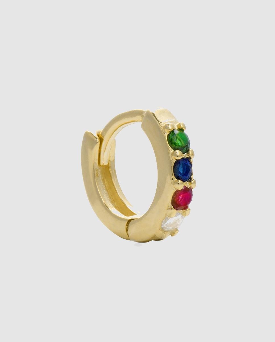 Piercing Personalizável de Prata de Lei 925 com Acabamento em Ouro Amarelo de 18 Quilates e Zirconita Multicolor Ouro-1