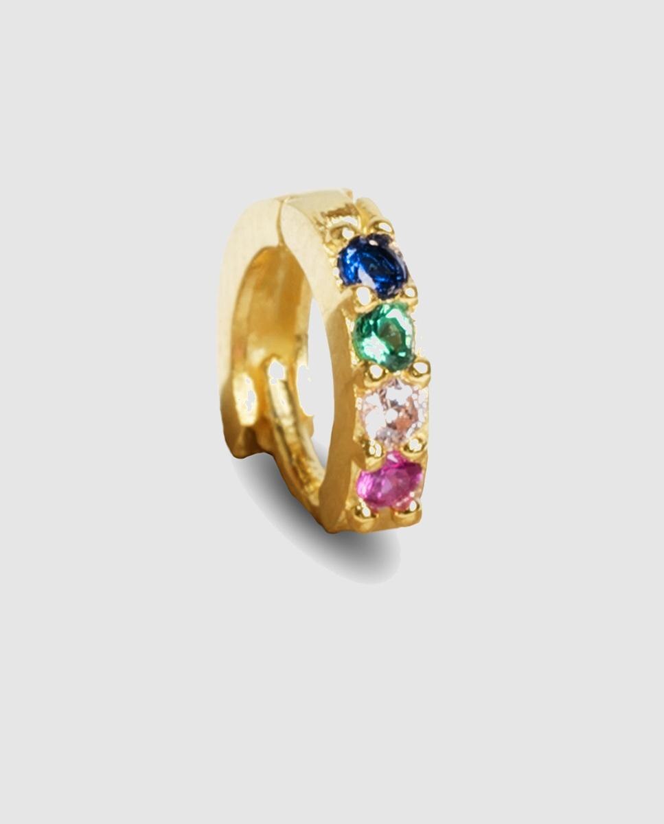 Piercing Personalizável de Prata de Lei 925 com Acabamento em Ouro Amarelo de 18 Quilates e Zirconita Multicolor Ouro-3