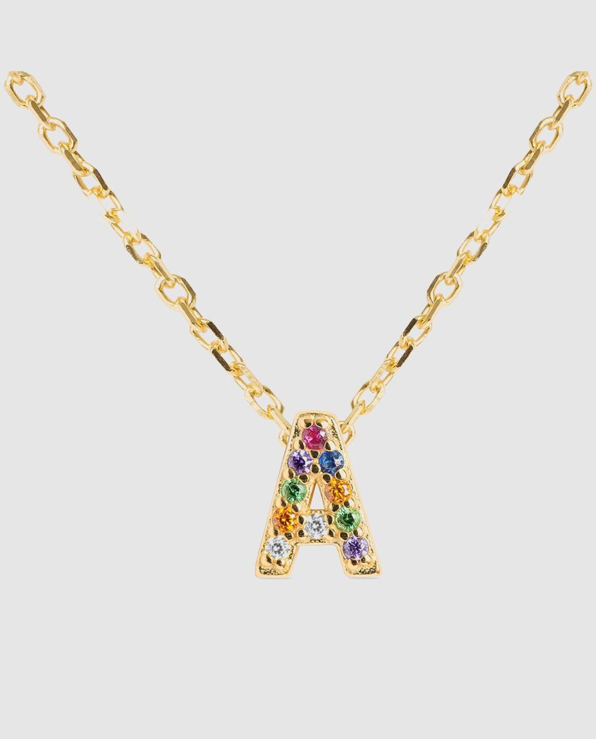 Colar Alphabet de Prata de Lei 925 com Acabamento em Ouro de 18 Quilates e Zirconita Multicolor Multicolor-3
