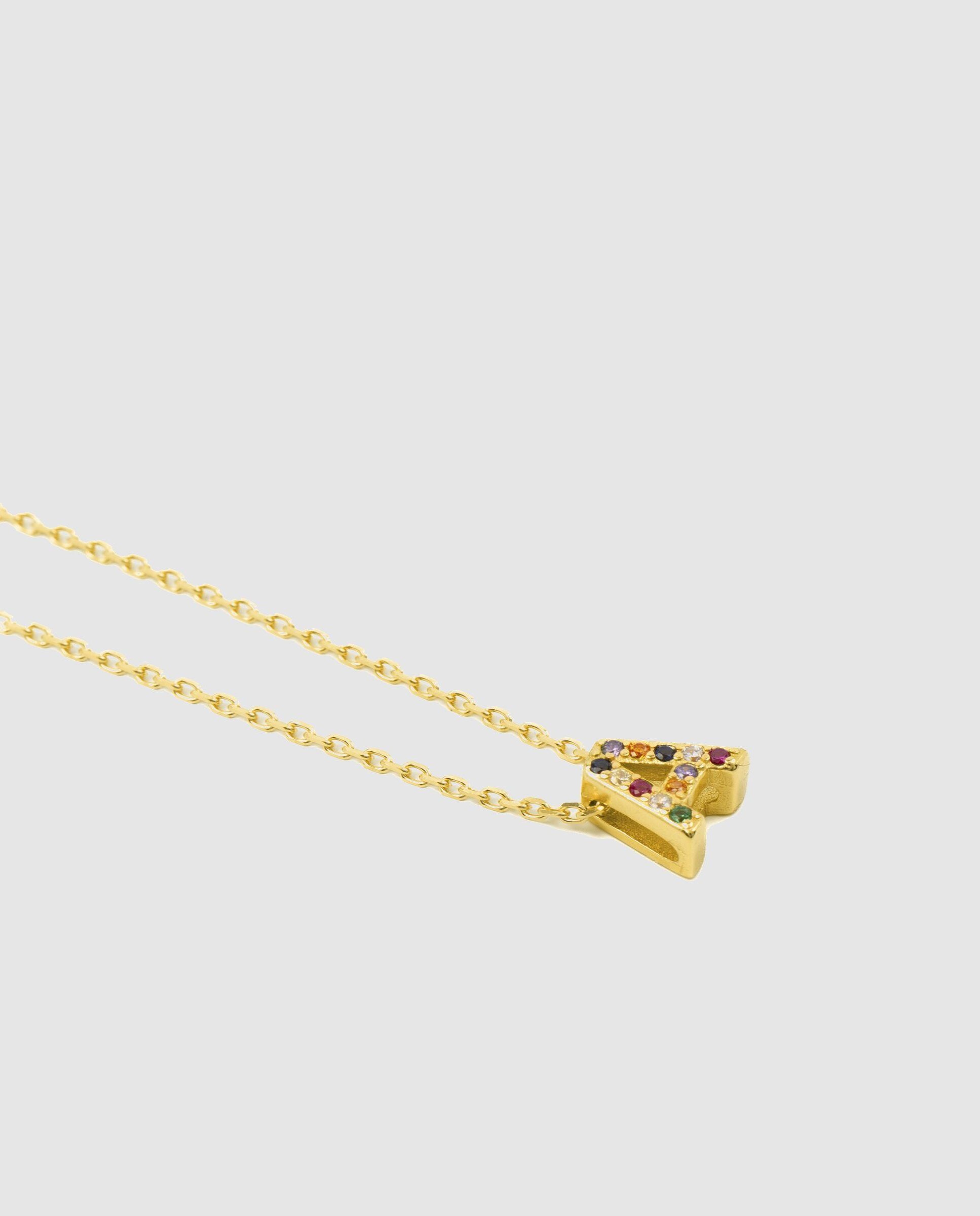 Colar Alphabet de Prata de Lei 925 com Acabamento em Ouro de 18 Quilates e Zirconita Multicolor Multicolor-5