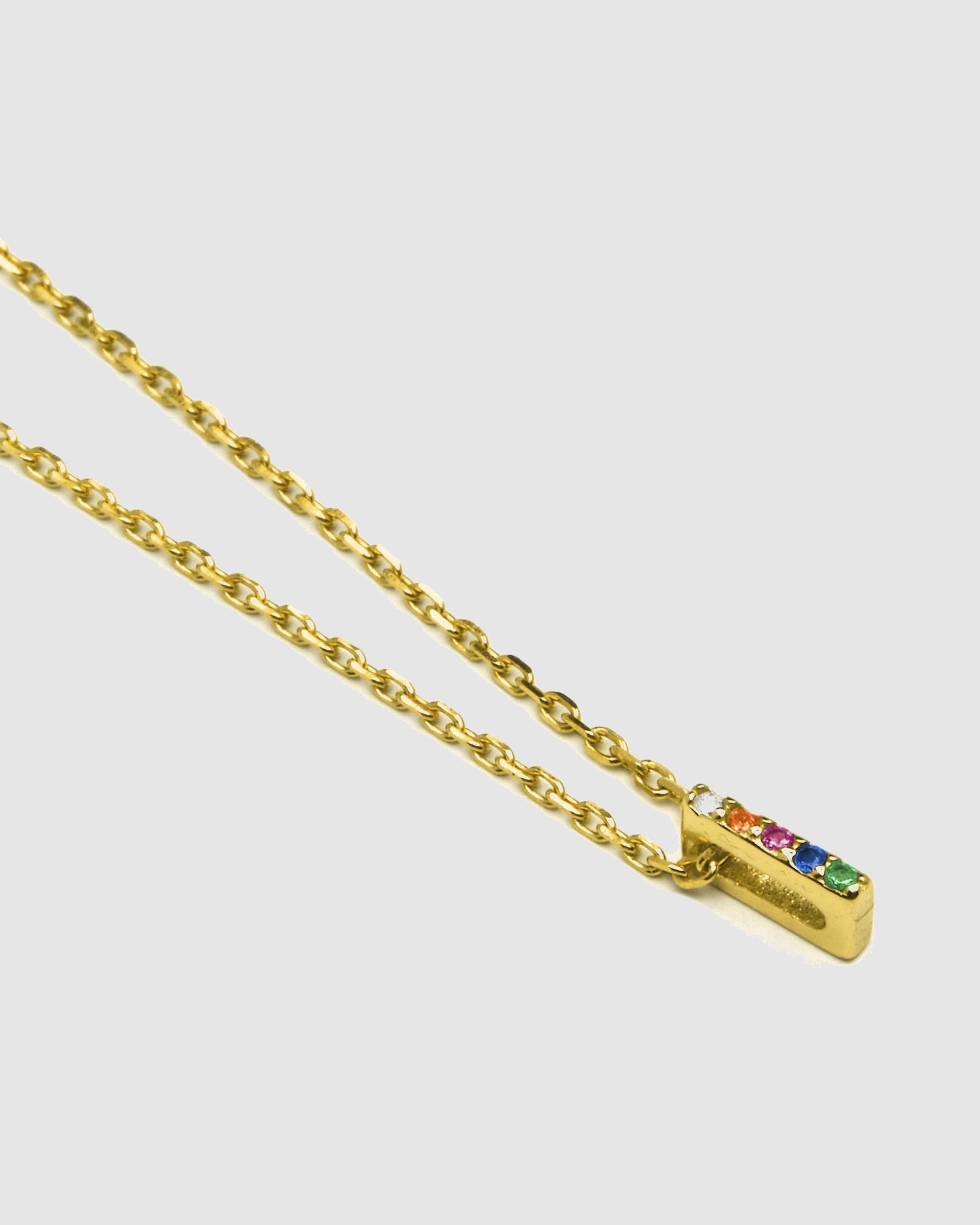 Colar Alphabet de Prata de Lei 925 com Acabamento em Ouro Amarelo de 18 Quilates e Zircónias Multicolor Ouro-4