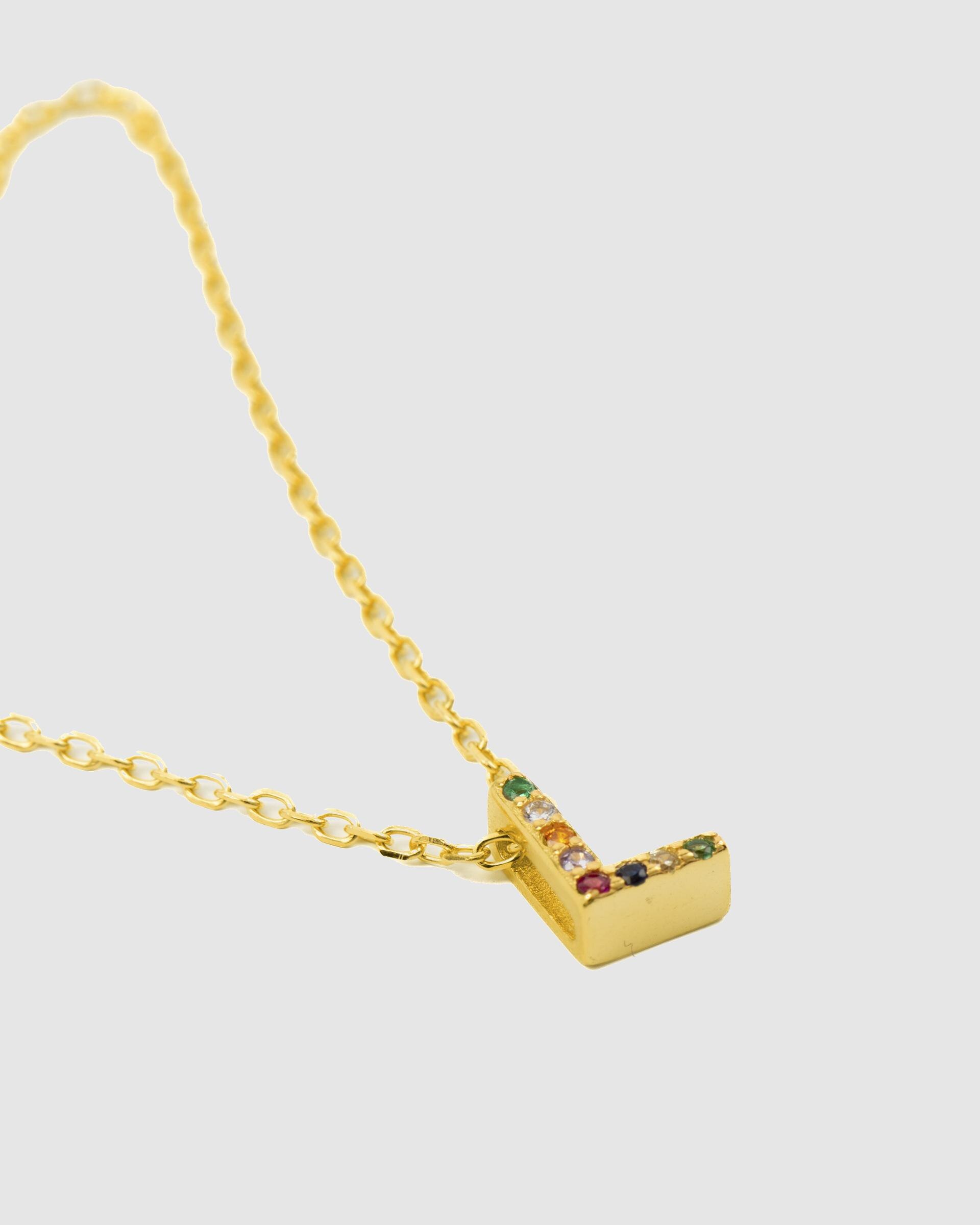Colar Alphabet de Prata de Lei 925 com Acabamento em Ouro de 18 Quilates e Zirconita Multicolor Ouro-6