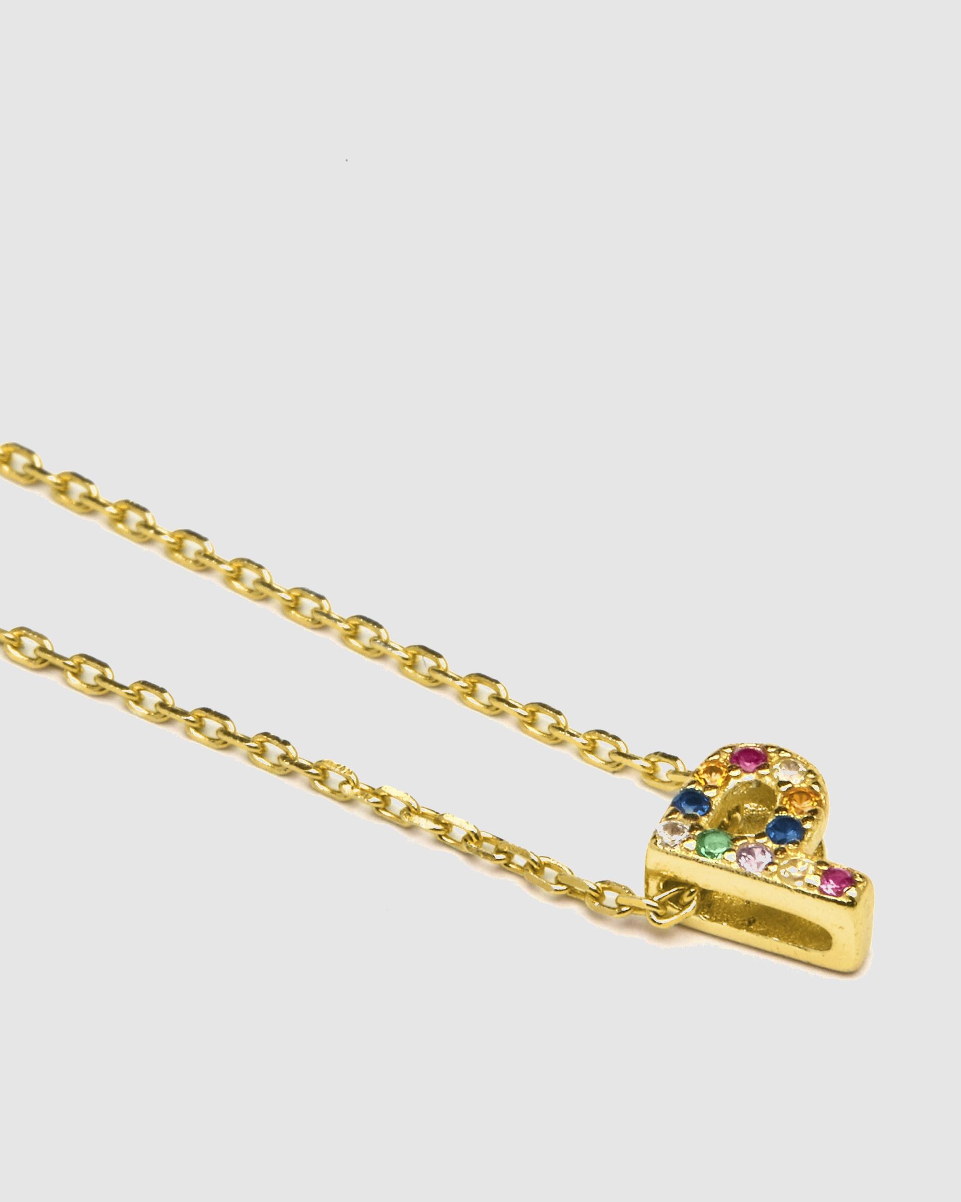 Colar Letras com Acabamento em Ouro Amarelo de 18k com Zirconita Multicolor Multicolor-3