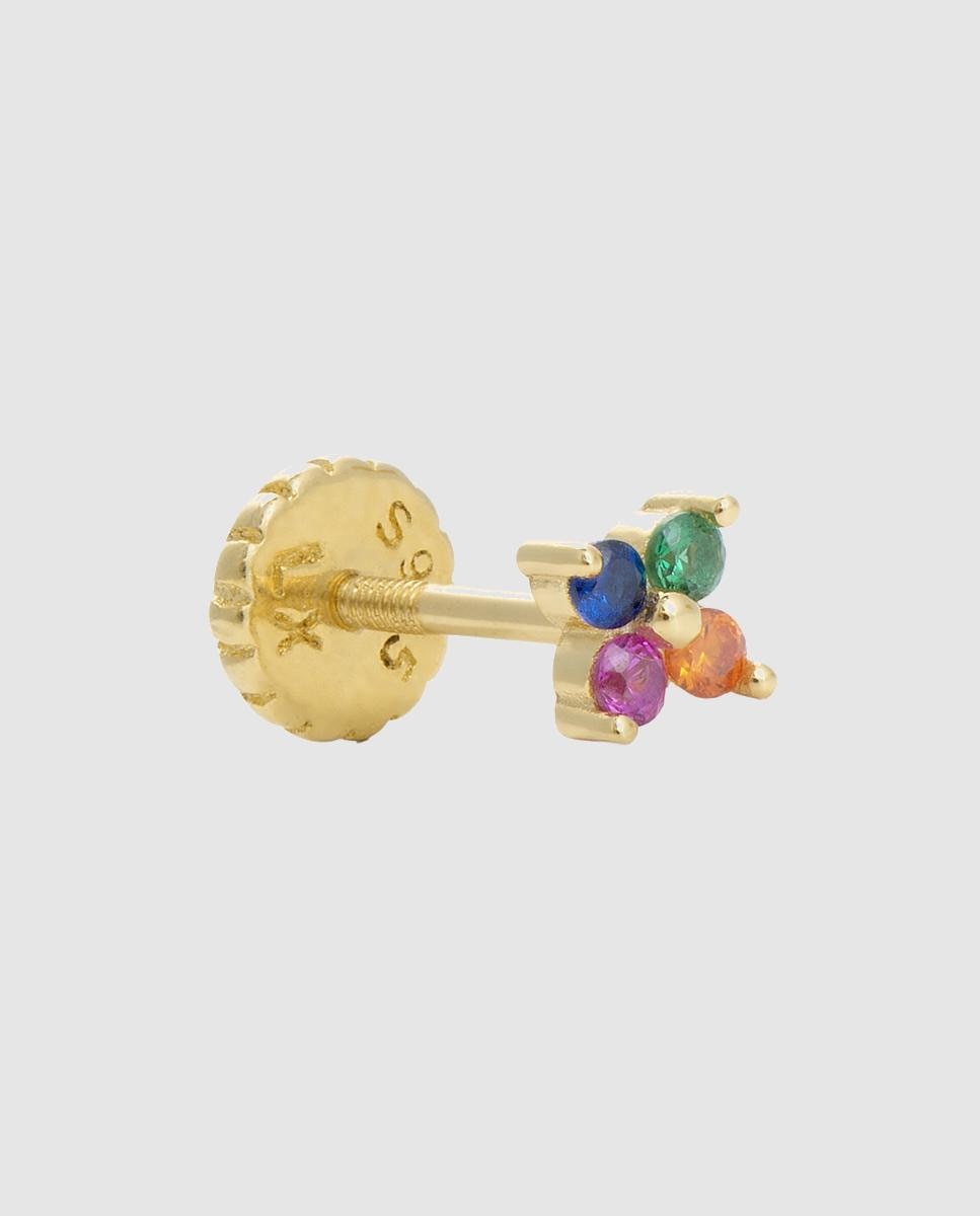 Piercing Personalizável de Prata de Lei 925 com Acabamento em Ouro de 18 Quilates e Zirconita Multicolor Ouro-1