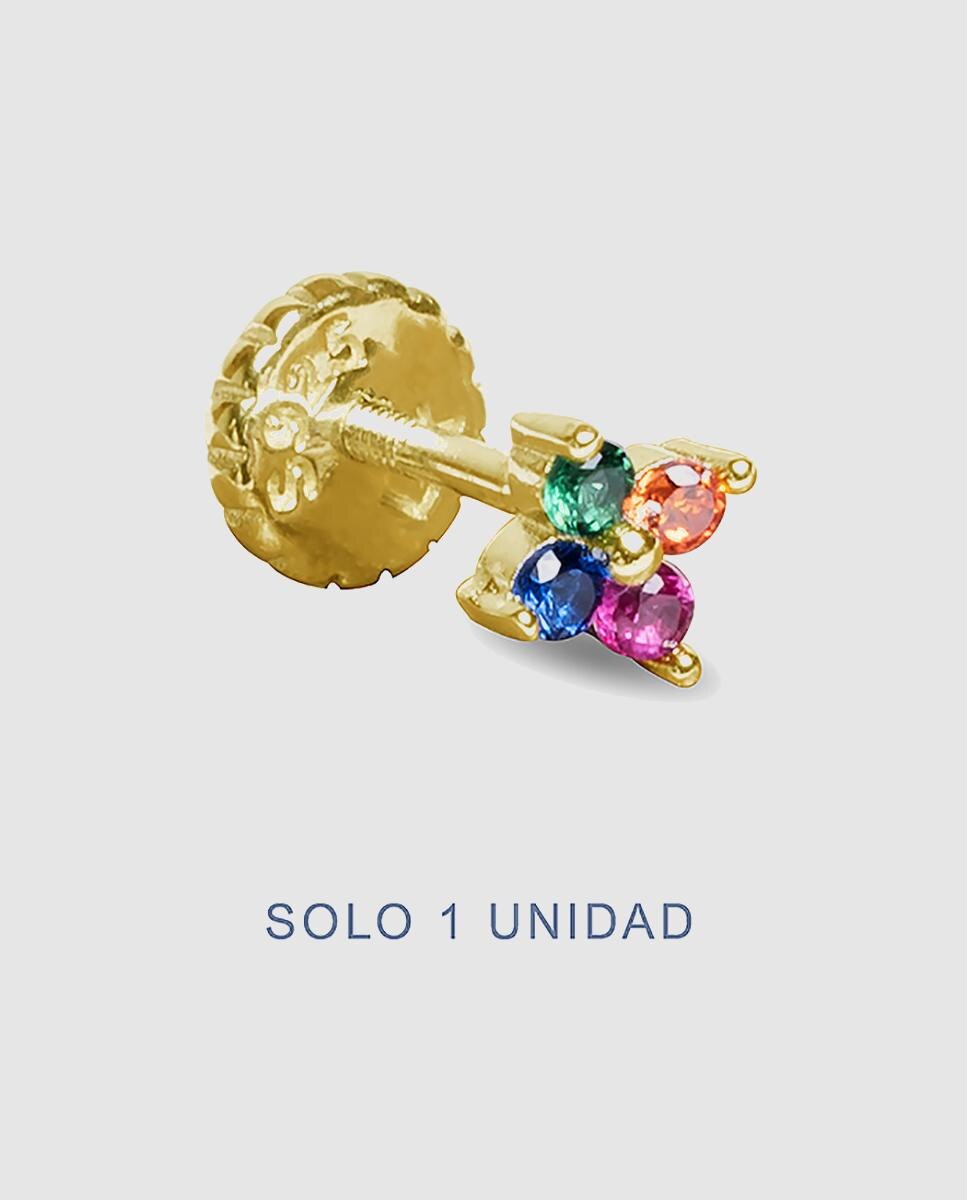 Piercing Personalizável de Prata de Lei 925 com Acabamento em Ouro de 18 Quilates e Zirconita Multicolor Ouro-3