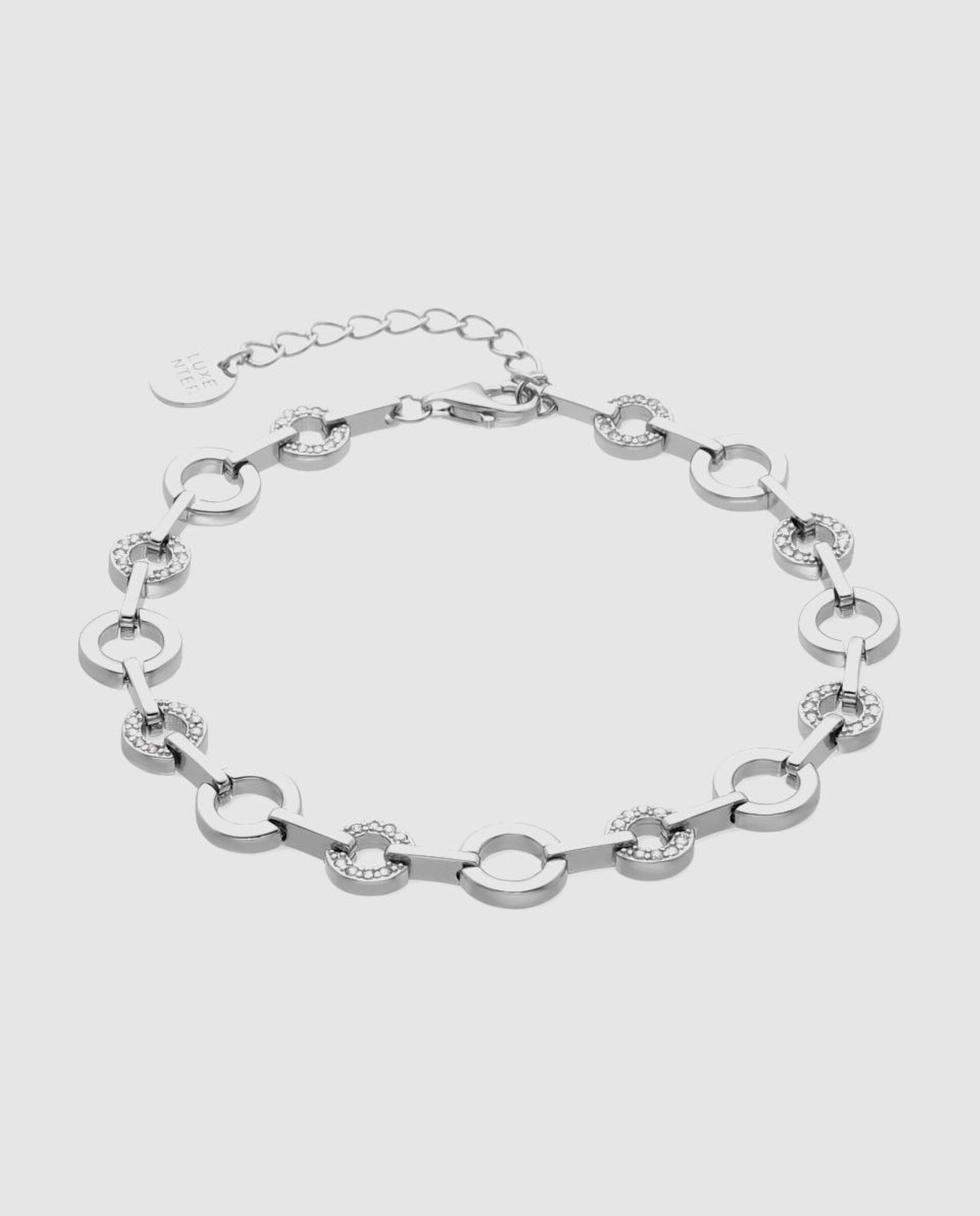 Pulseira com Elos Momentos para Brilhar de Prata de Lei 925 Acabada em Ródio com Zirconita Brilhante Branco-1