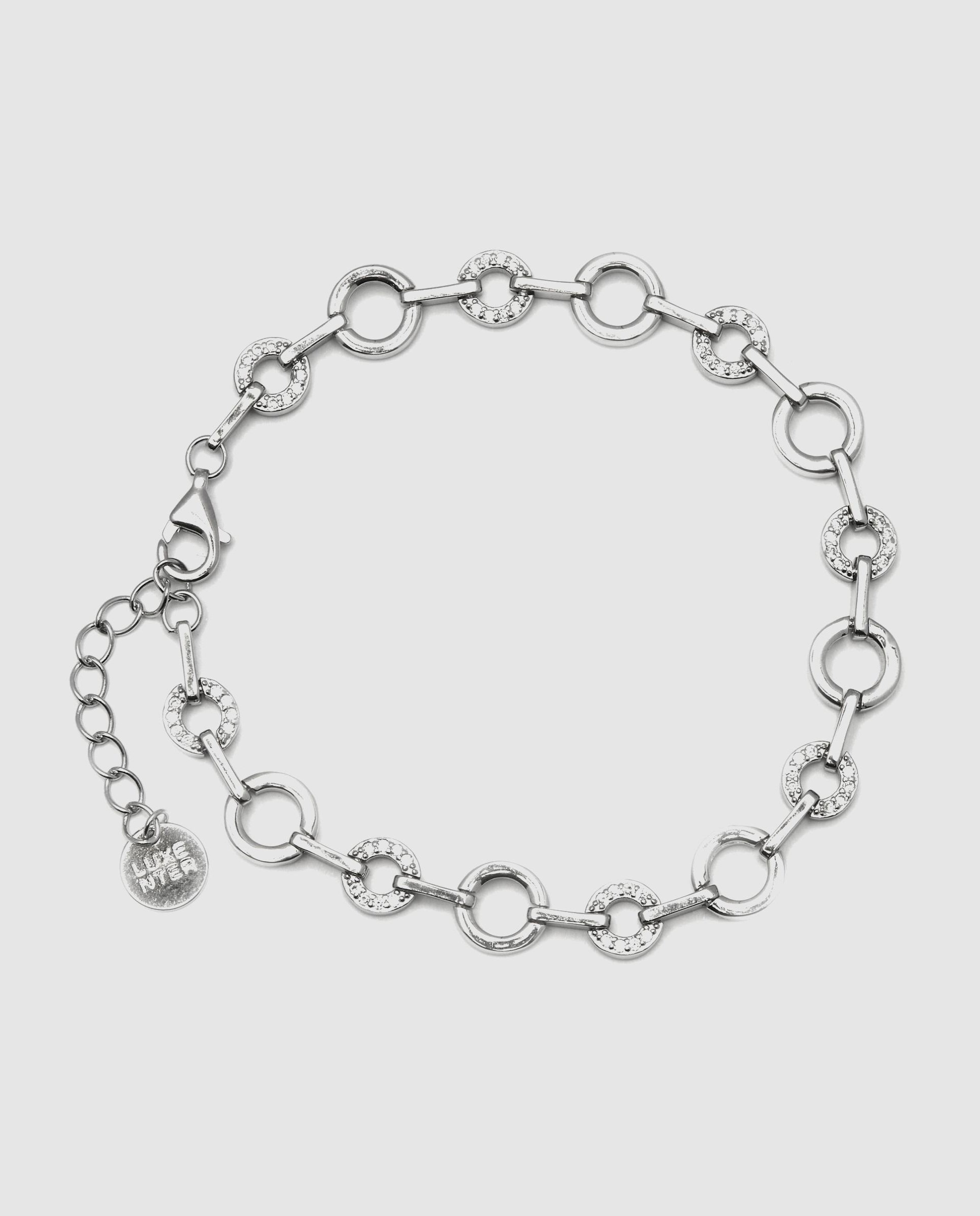 Pulseira com Elos Momentos para Brilhar de Prata de Lei 925 Acabada em Ródio com Zirconita Brilhante Branco-3