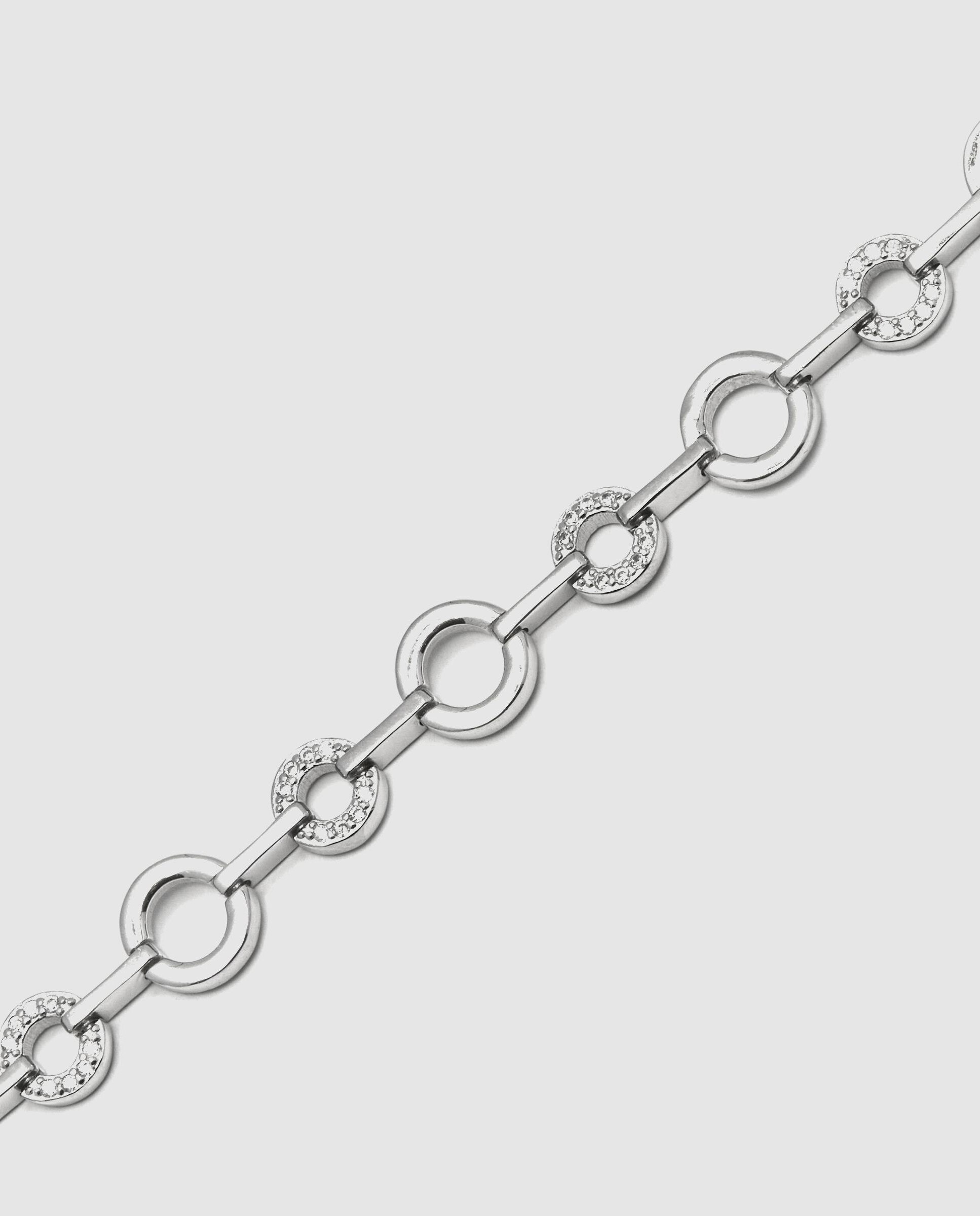 Pulseira com Elos Momentos para Brilhar de Prata de Lei 925 Acabada em Ródio com Zirconita Brilhante Branco-6