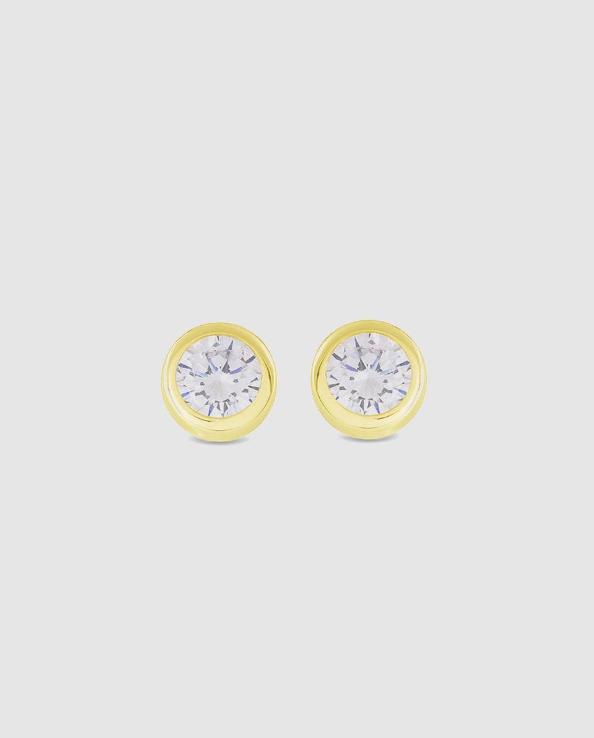 Brincos Pide Un Deseo de Prata de Lei 925 Acabados em Ouro Amarelo de 18 Quilates com Zirconita Brilhante Branco-1