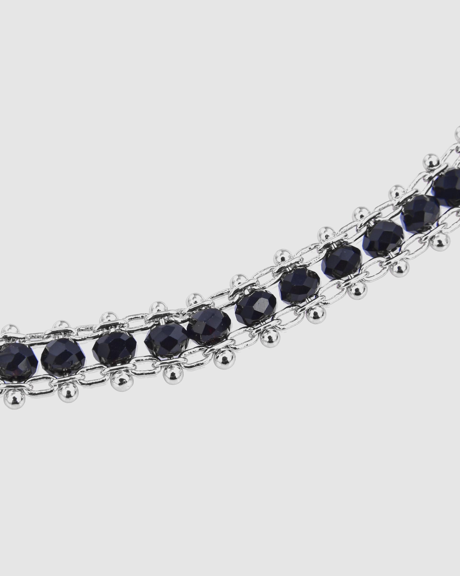 Pulseira de Corrente Pide Un Deseo de Prata de Lei 925 Acabada em Ródio com Cristal Preto Prata-6