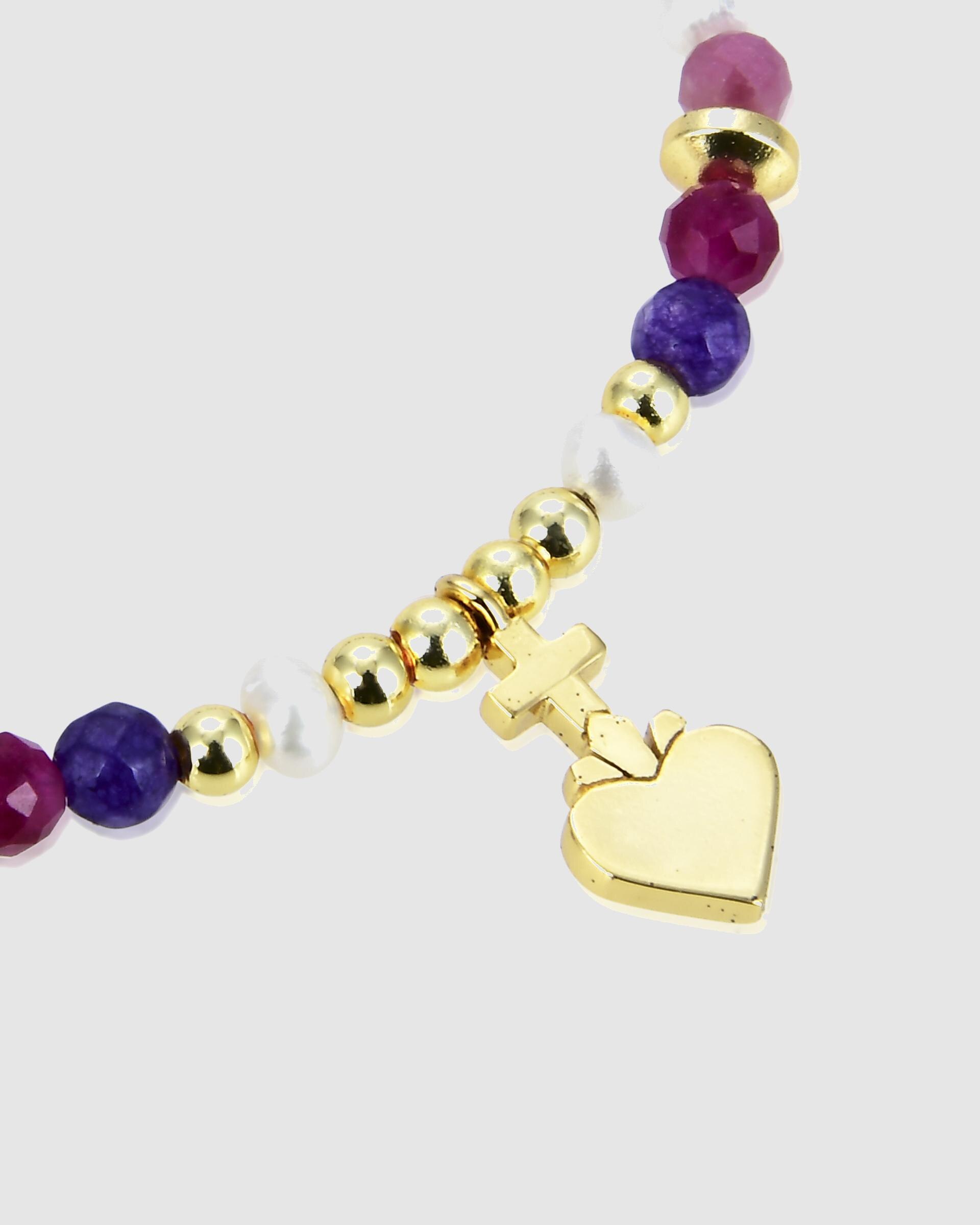 Colar Trendy de Prata de Lei 925 com Acabamento em Ouro de 18 Quilates e Cristal Multicolor Ouro-5