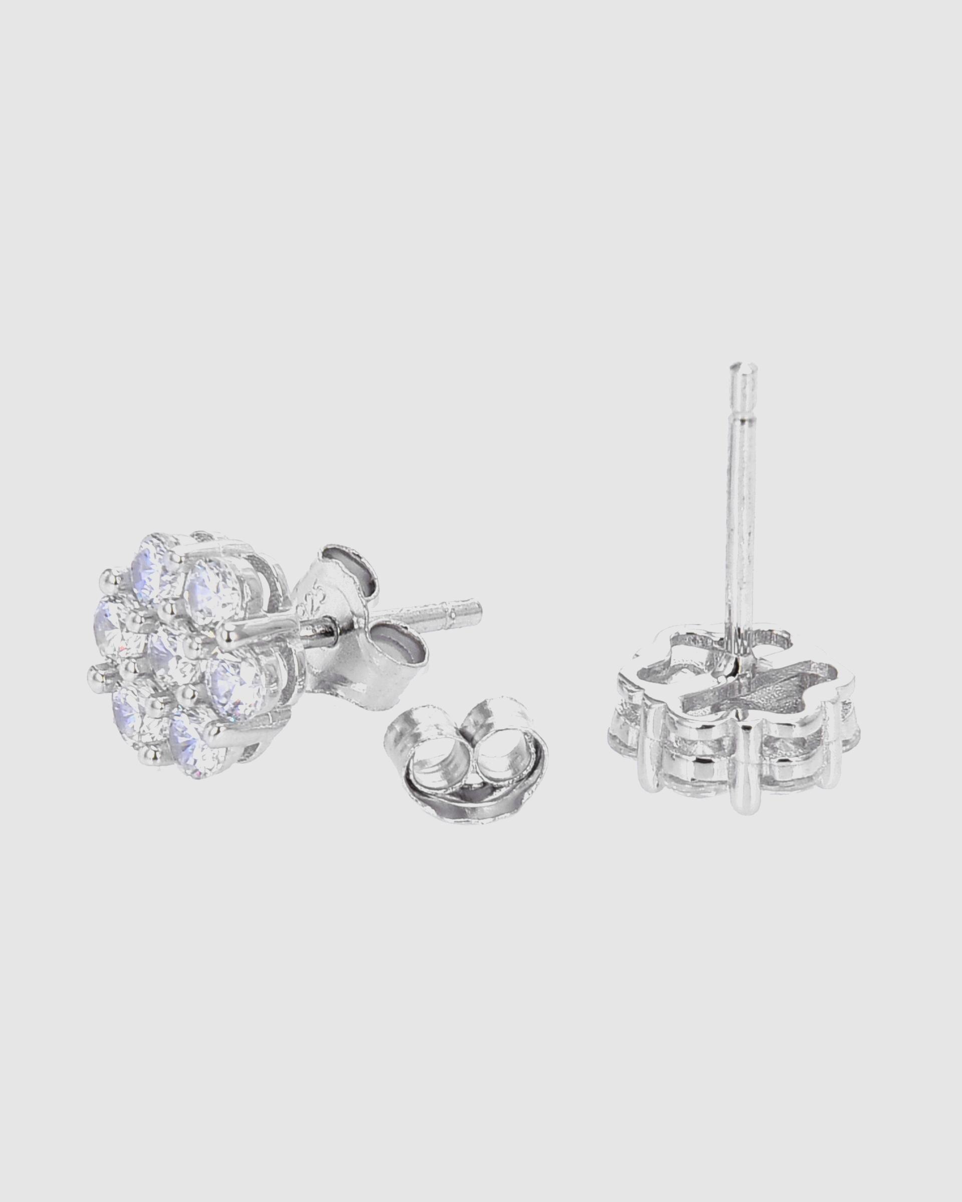 Brincos Essential de Prata de Lei 925 com Acabamento em Ródio e Zirconita Brilhante Prata brilhante / Transparente-4