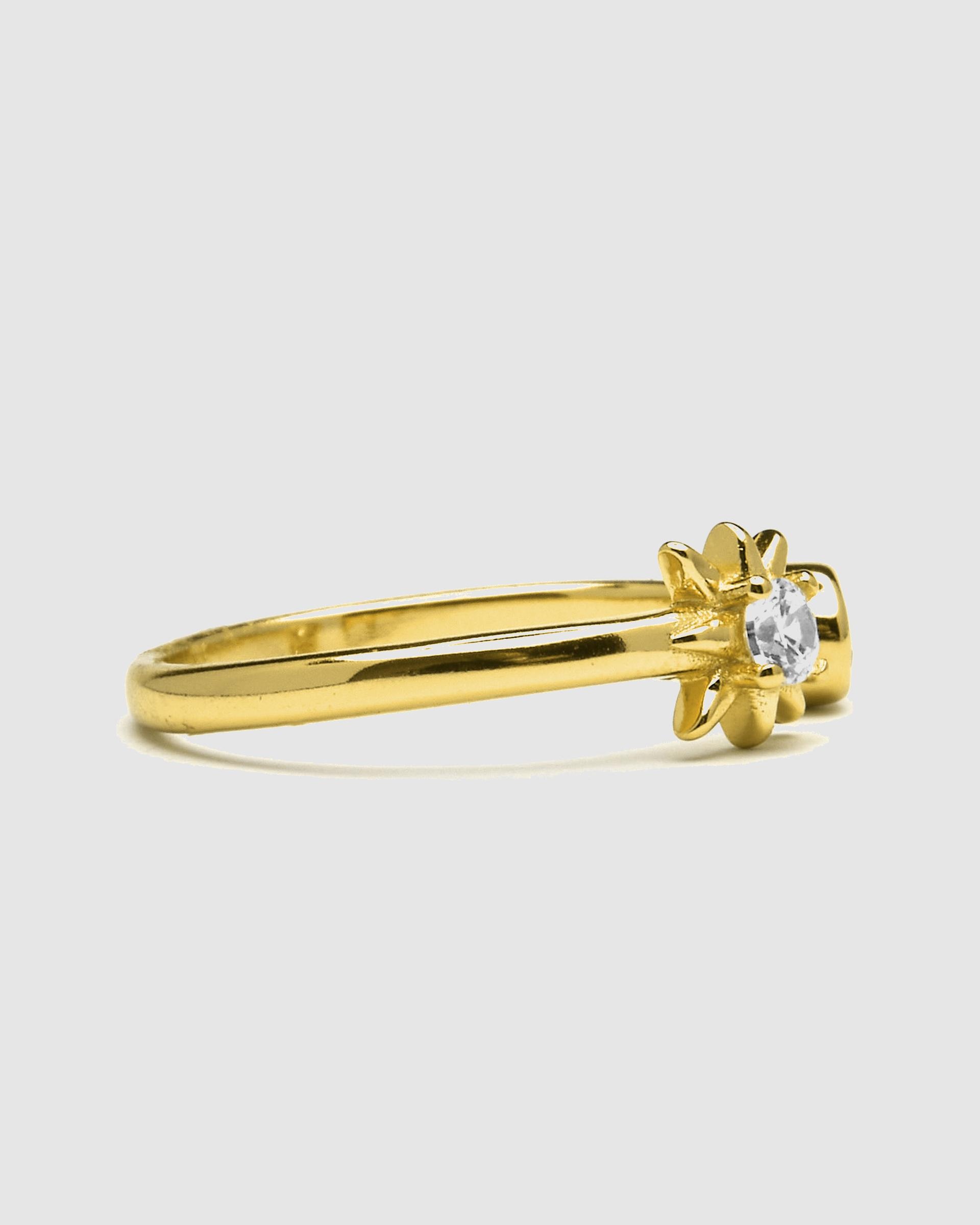 Anel Ajustável Pede Um Desejo de Prata de Lei 925 com Acabamento em Ouro de 18 Quilates e Zirconita Brilhante Ouro-6
