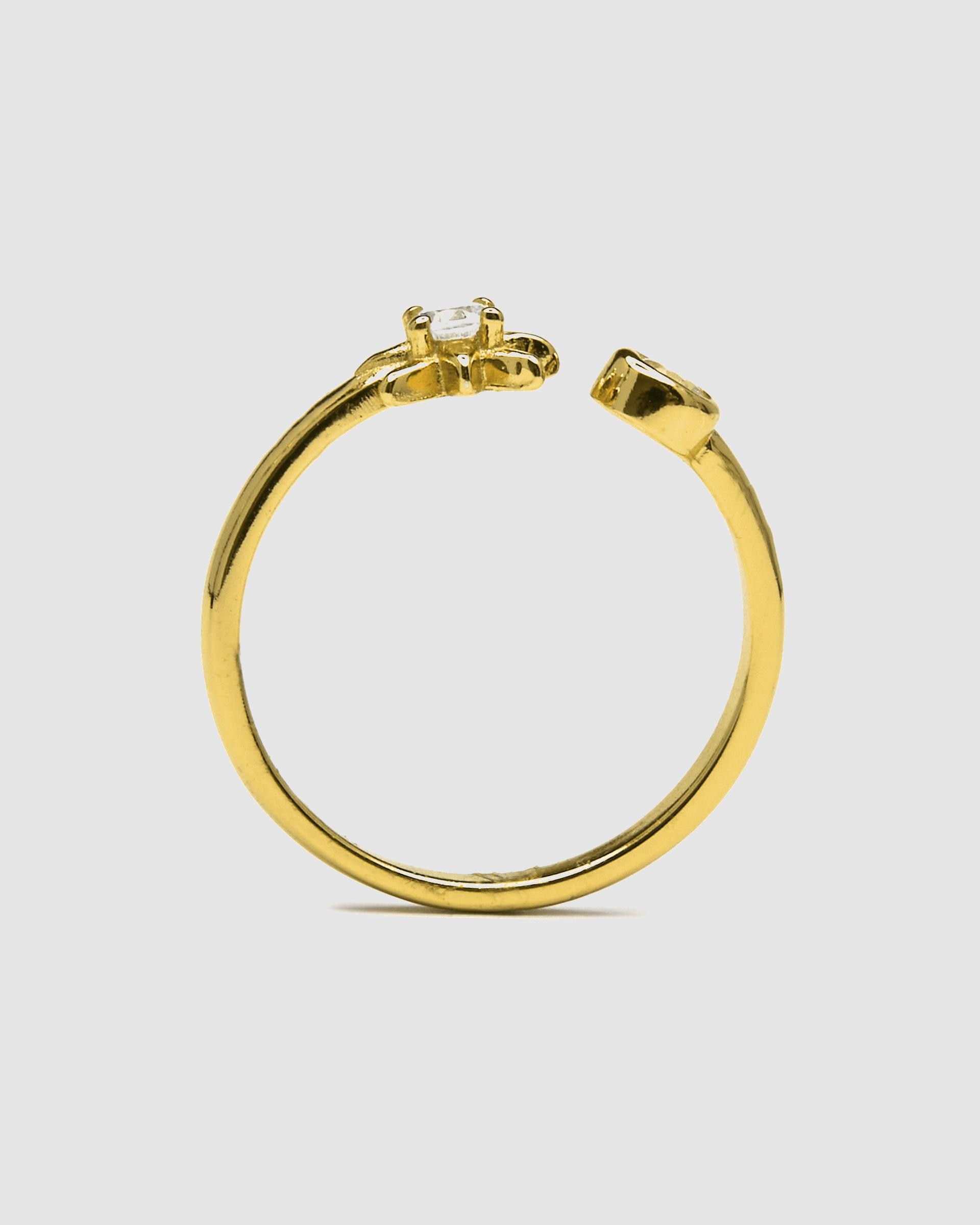 Anel Ajustável Pede Um Desejo de Prata de Lei 925 com Acabamento em Ouro de 18 Quilates e Zirconita Brilhante Ouro-7