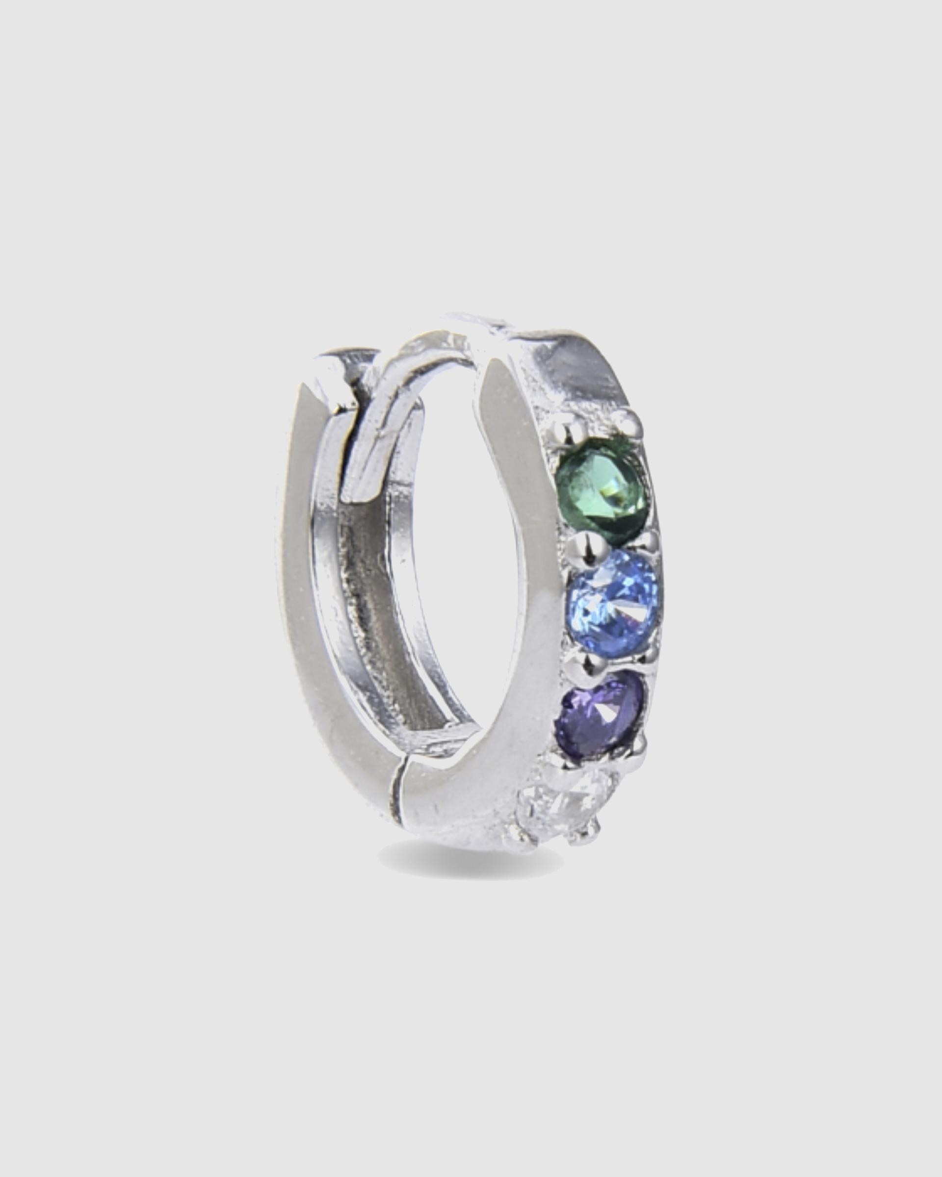 Piercing Personalizável de Prata de Lei 925 com Acabamento em Ródio e Zirconita Multicolor Prata-1