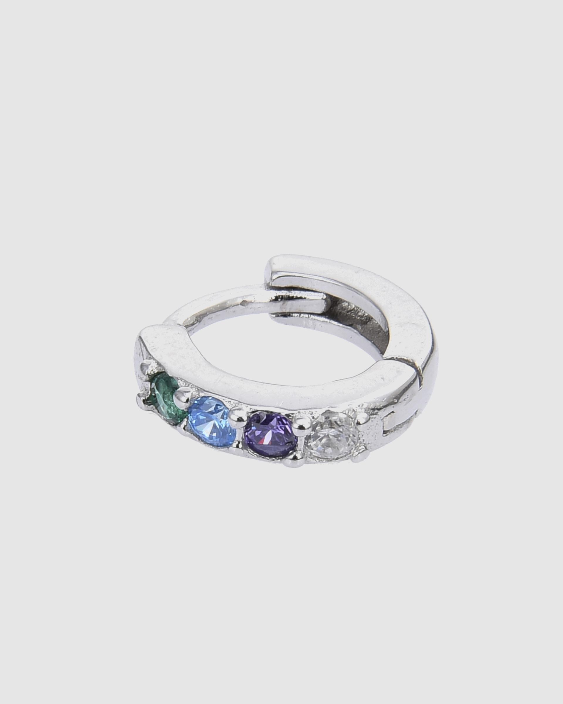 Piercing Personalizável de Prata de Lei 925 com Acabamento em Ródio e Zirconita Multicolor Prata-4
