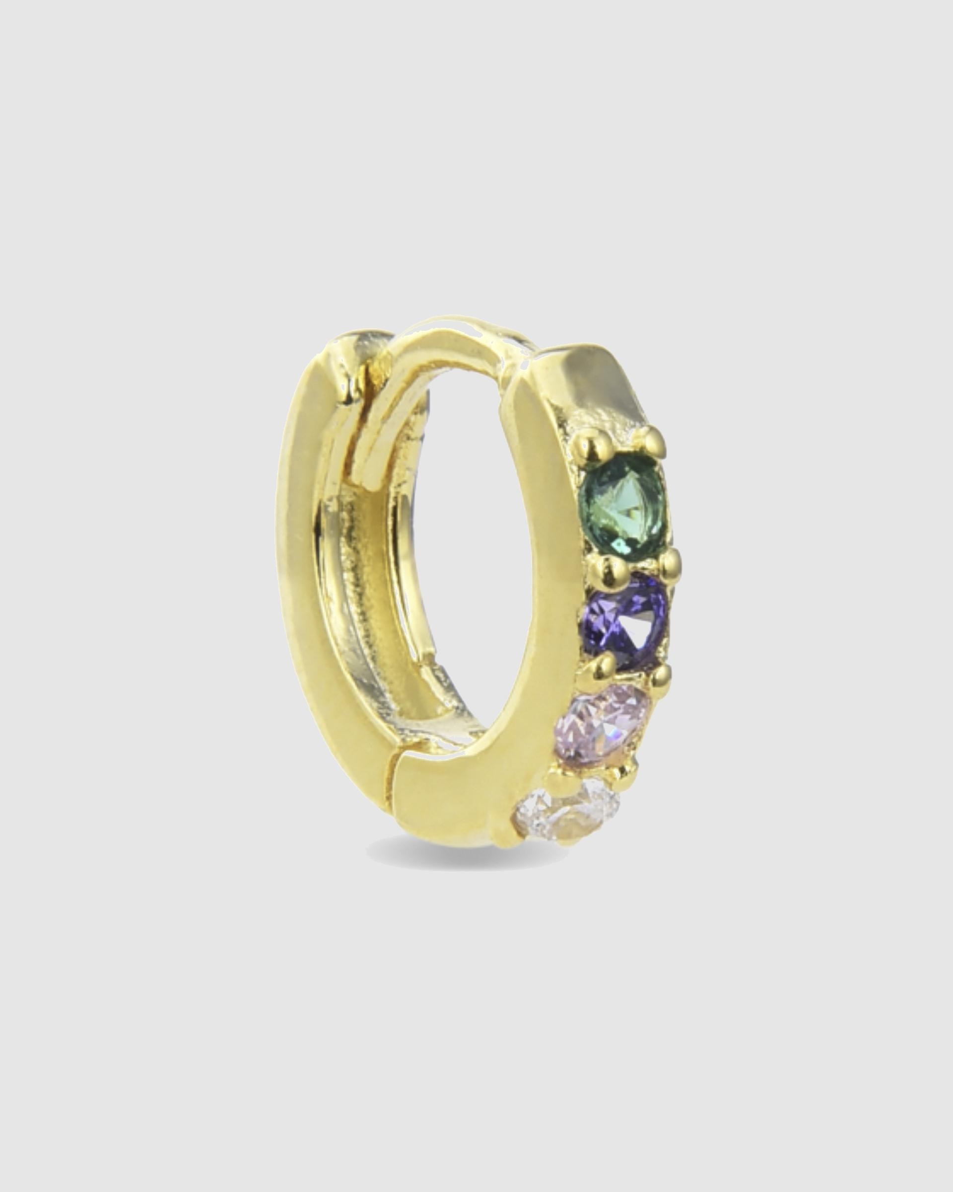 Piercing Personalizável de Prata de Lei 925 com Acabamento em Ouro Amarelo de 18 Quilates e Zirconita Multicolor Ouro-1