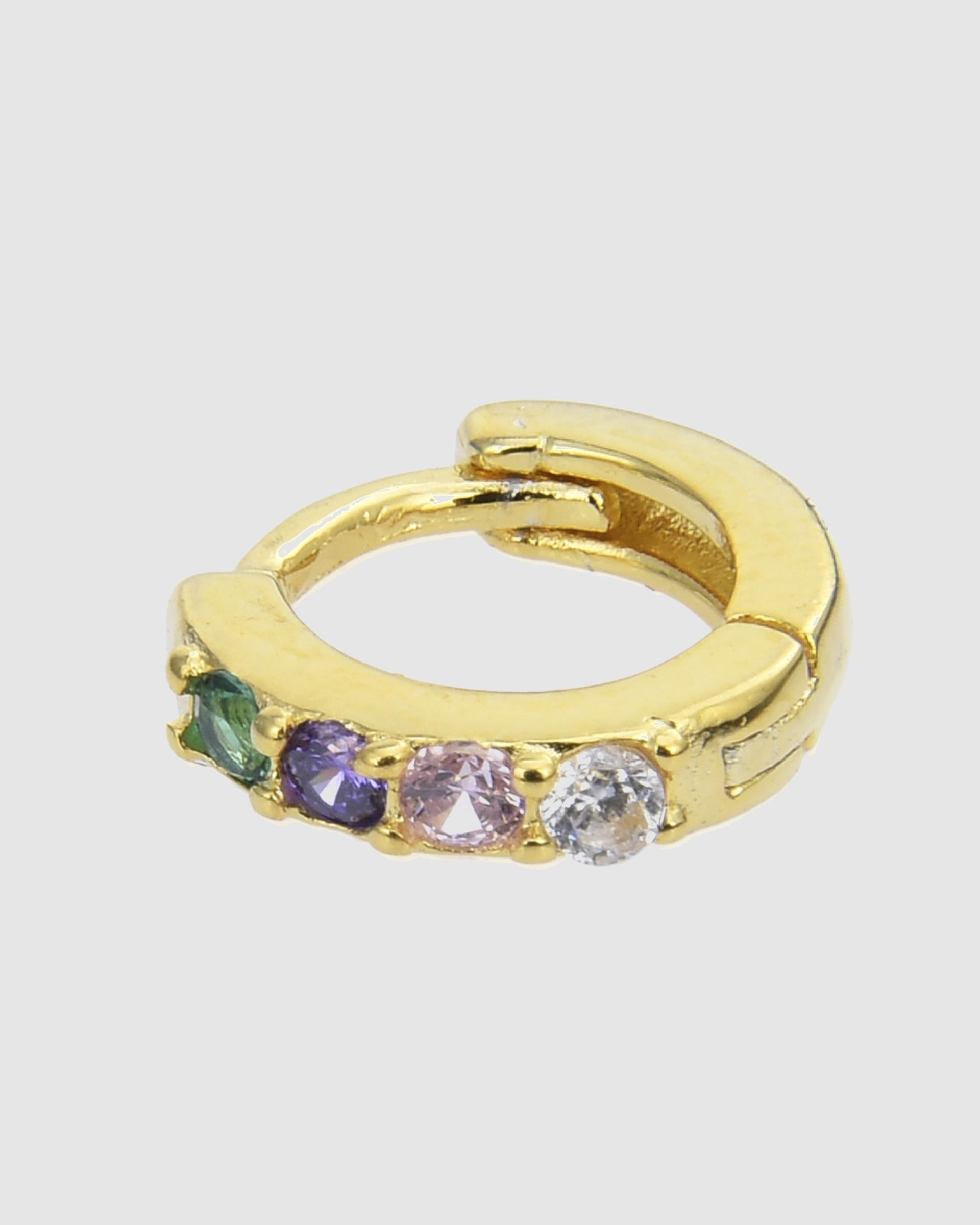 Piercing Personalizável de Prata de Lei 925 com Acabamento em Ouro Amarelo de 18 Quilates e Zirconita Multicolor Ouro-4