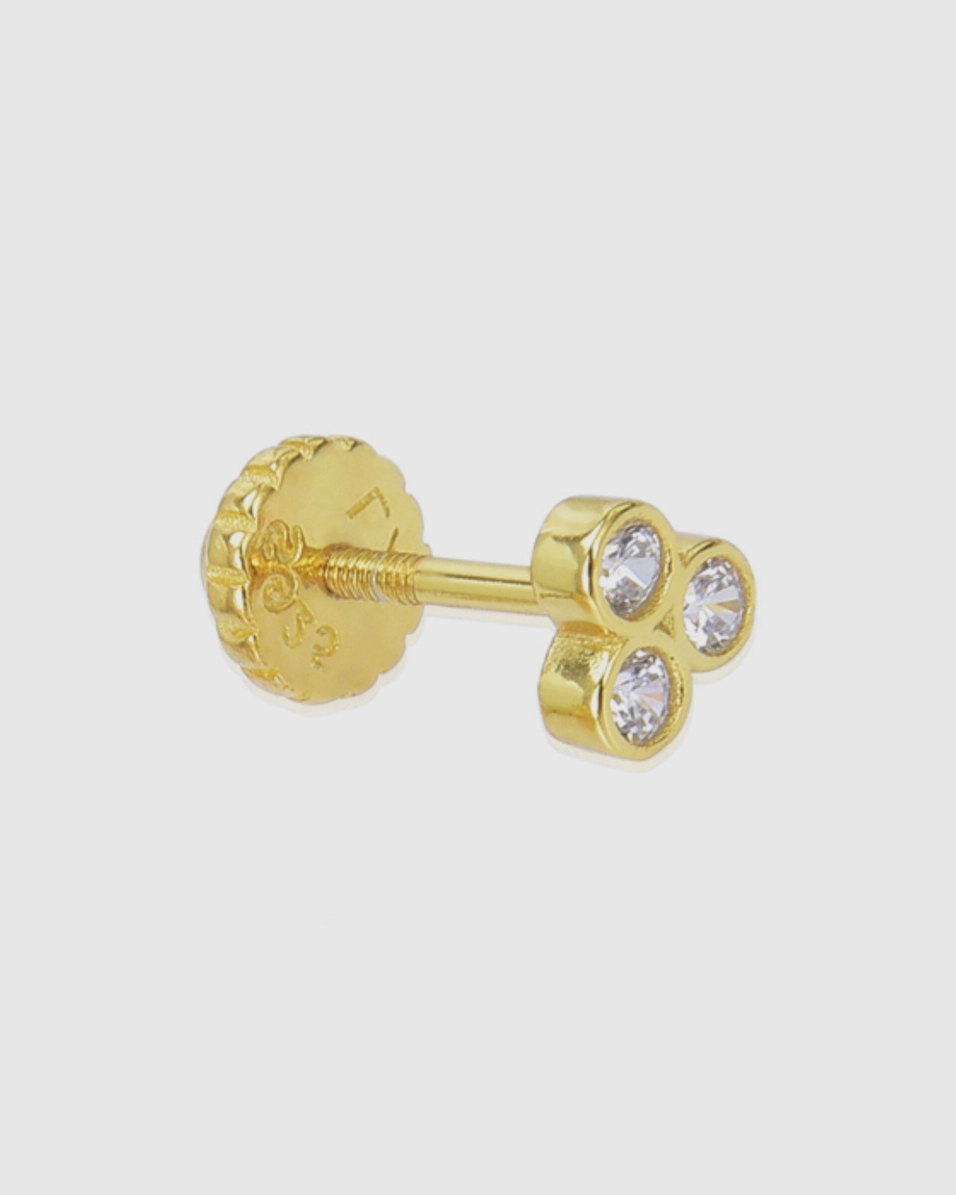 Piercing Personalizável de Prata de Lei 925 com Acabamento em Ouro Amarelo de 18 Quilates e Zirconita Brilhante Ouro-3