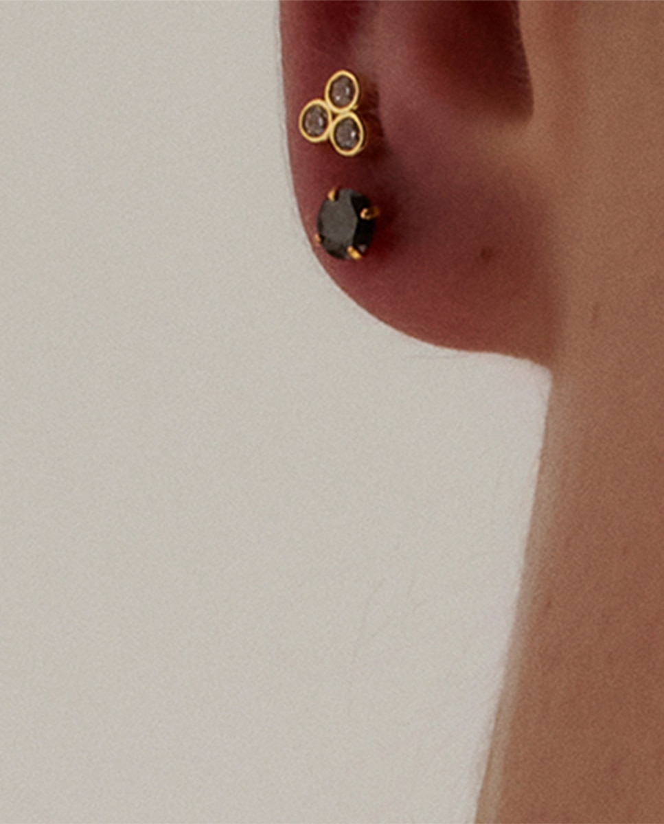 Piercing Personalizável de Prata de Lei 925 com Acabamento em Ouro Amarelo de 18 Quilates e Zirconita Brilhante Ouro-4