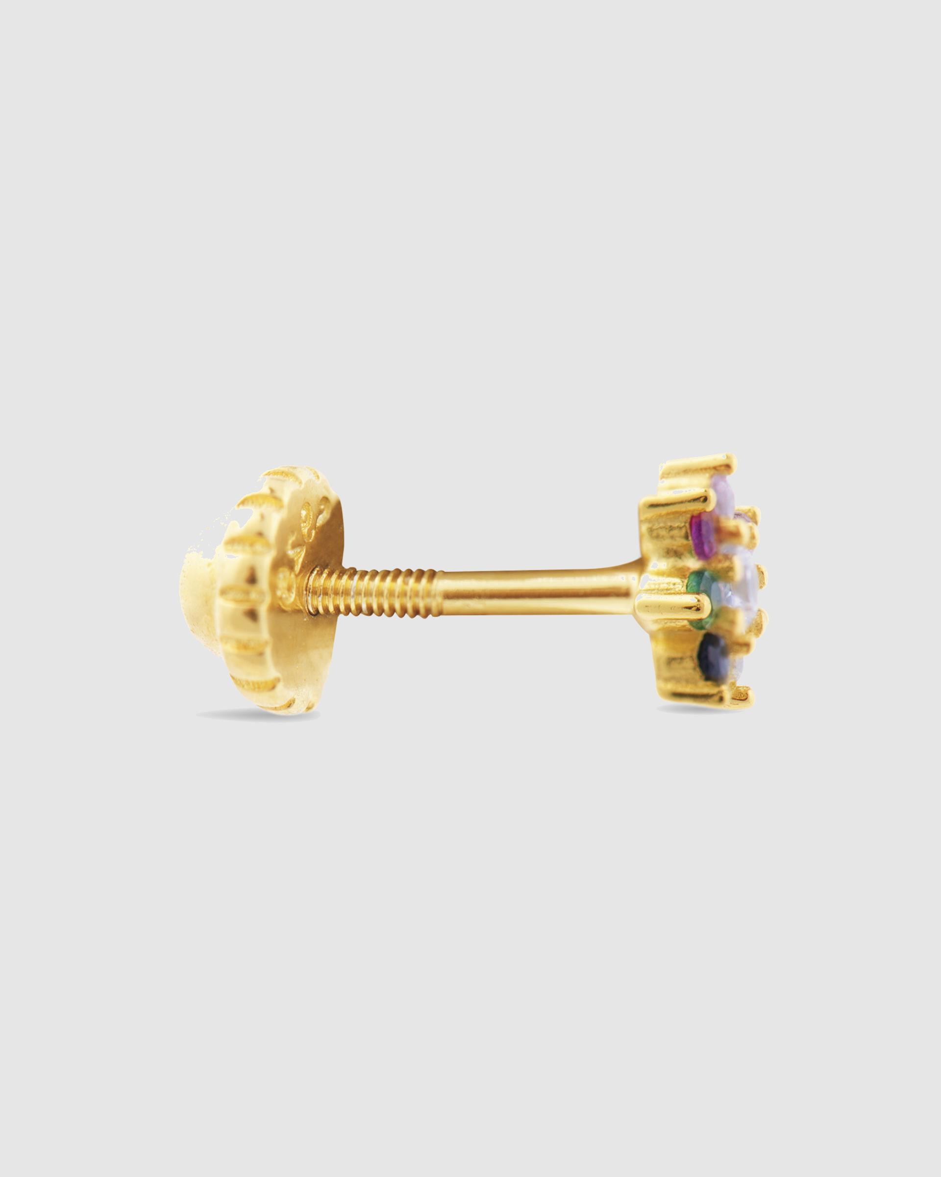 Piercing Personalizável de Prata de Lei 925 com Acabamento em Ouro de 18 Quilates e Zirconita Multicolor Ouro-3