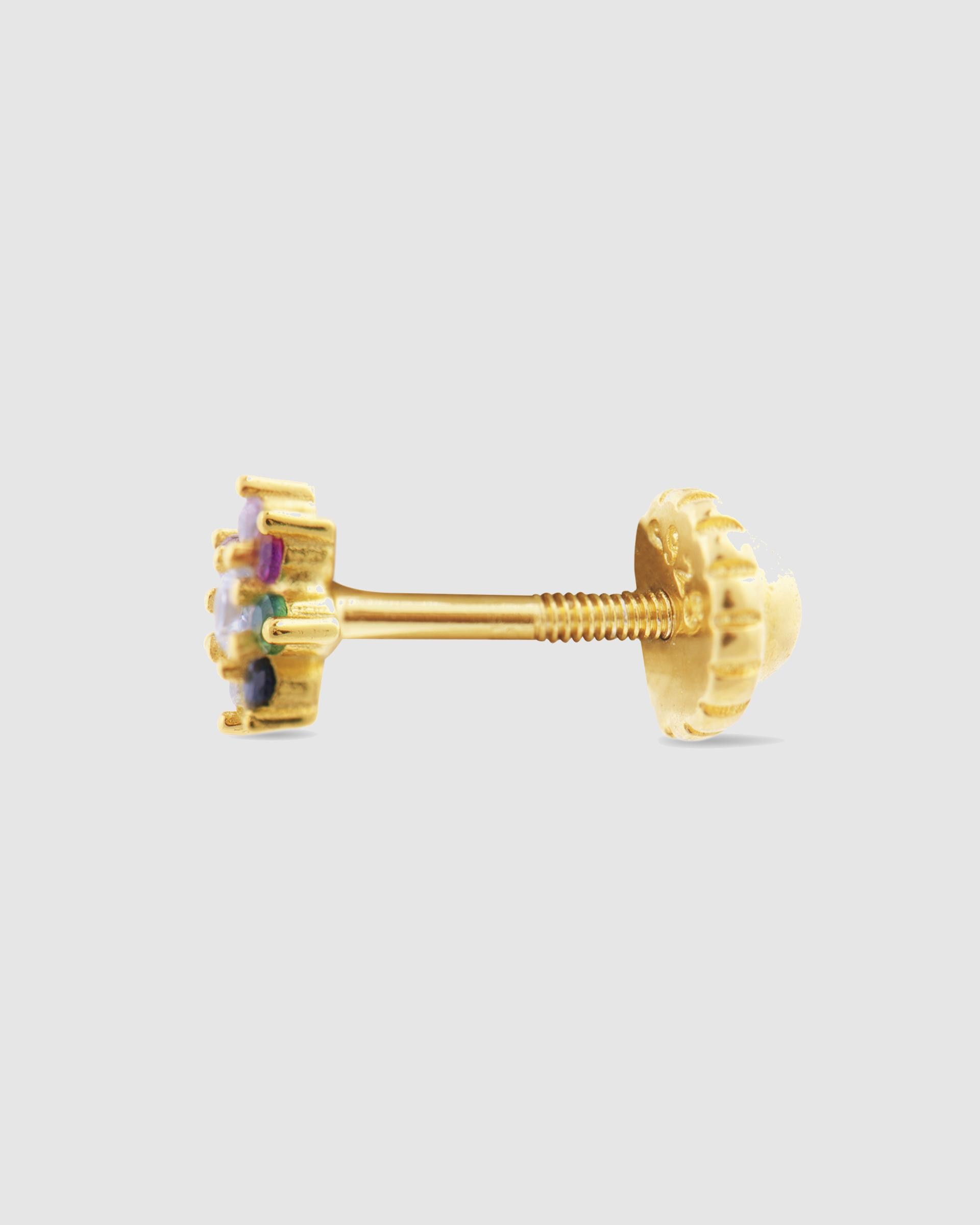 Piercing Personalizável de Prata de Lei 925 com Acabamento em Ouro de 18 Quilates e Zirconita Multicolor Ouro-5