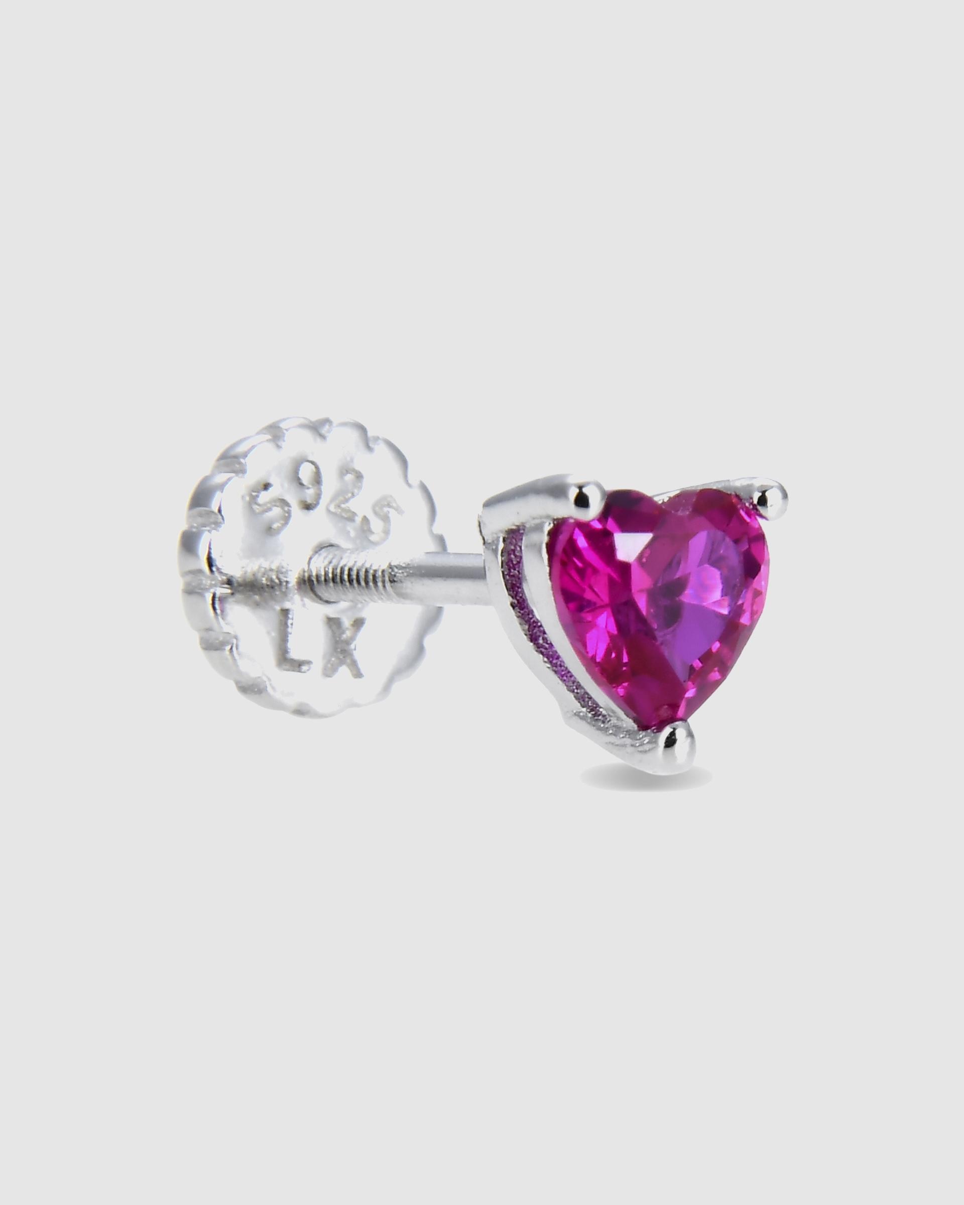 Piercing Personalizável com Acabamento em Ródio e Zirconita Rubi Fúcsia-1