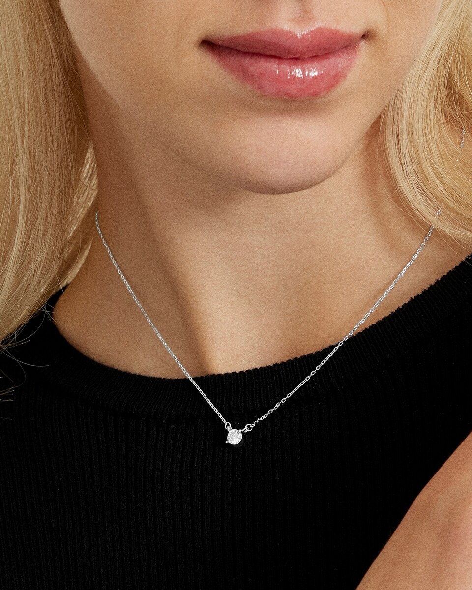 Colar Pide Un Deseo de Prata de Lei 925 com Acabamento em Ródio e Zirconita Brilhante Branco-5